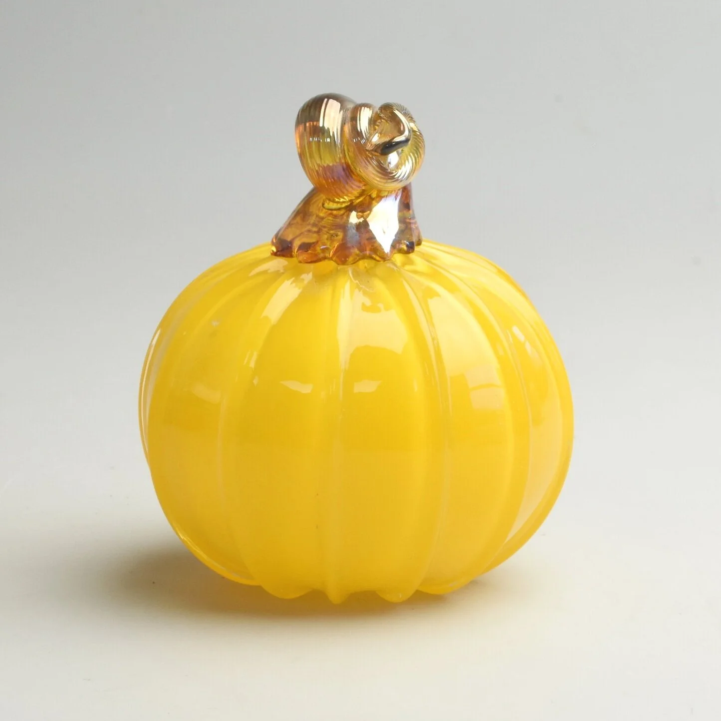 Mustard Pumpkin with Iridescent Stem