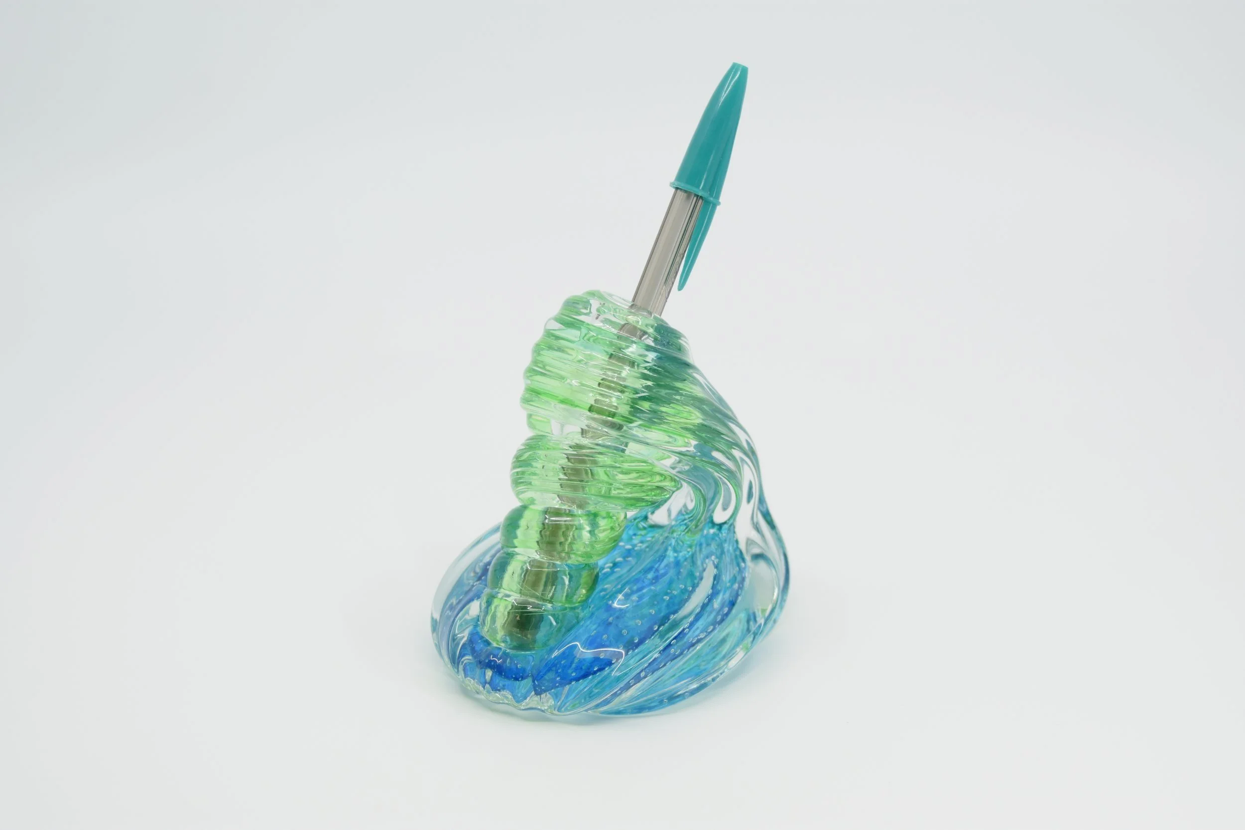 Green and Light Blue Pen Holder