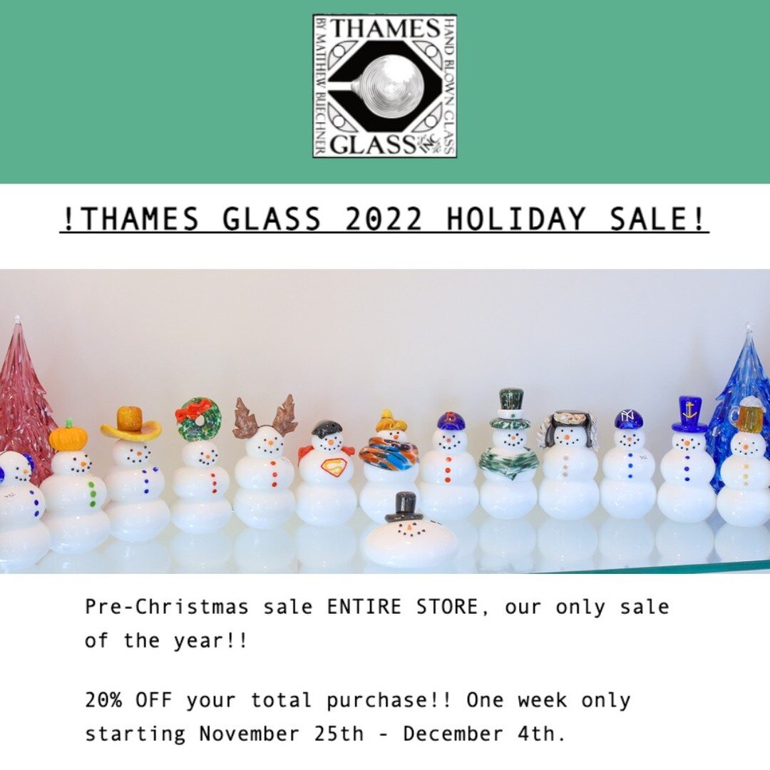 🌲Get ready for the Thames Glass Holiday Sale! 20% your total purchase! 🌲⛄