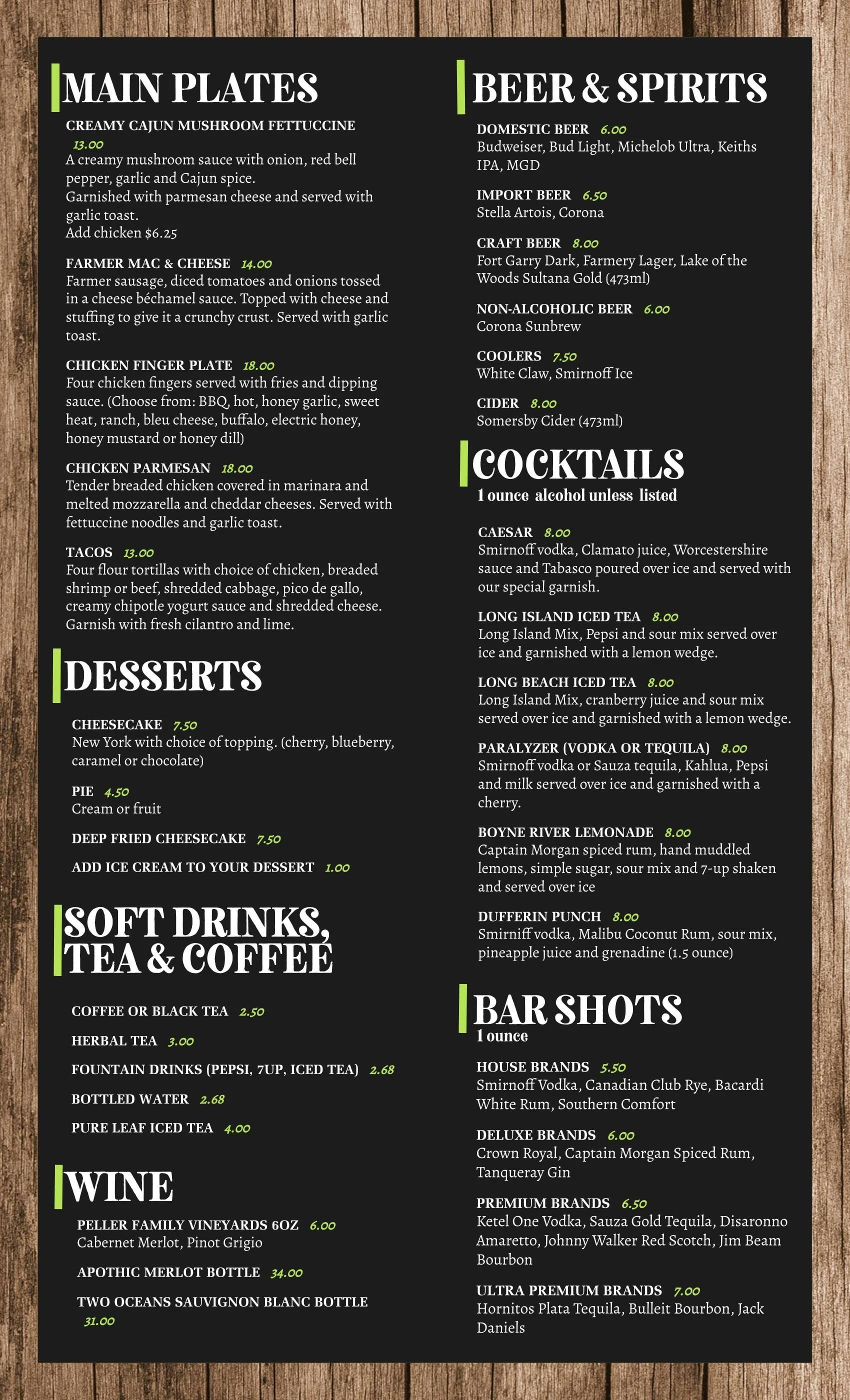 Hours & Menu — Boyne Care