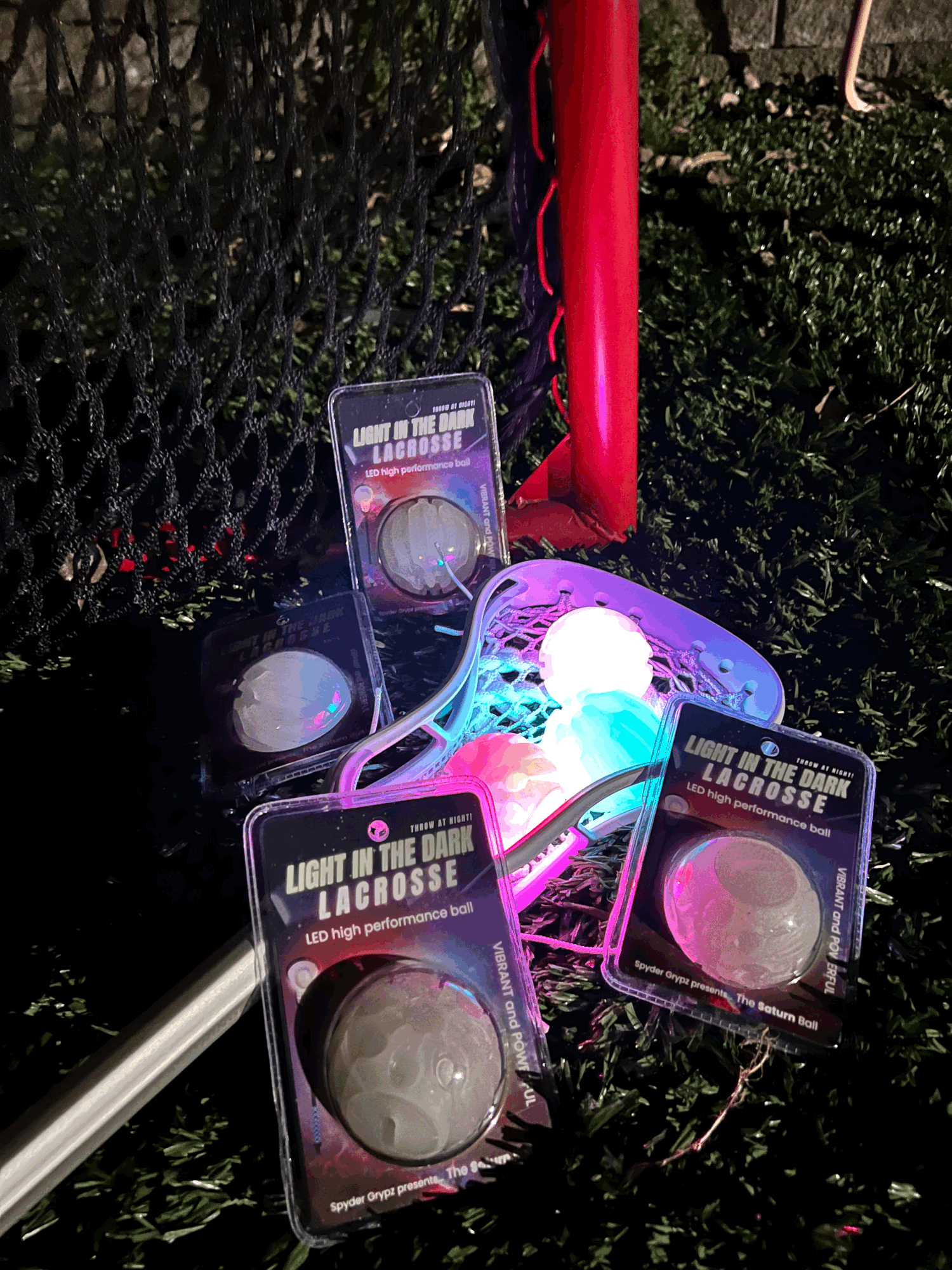 2 Pack LED Lacrosse Ball - Throw at night with Saturn Balls - BACK