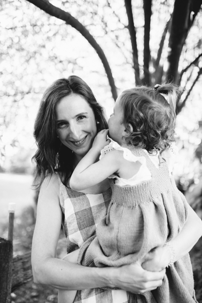 Balwyn north family photographer mother and daughter backlight natural sunset melbourne candid summer black and white