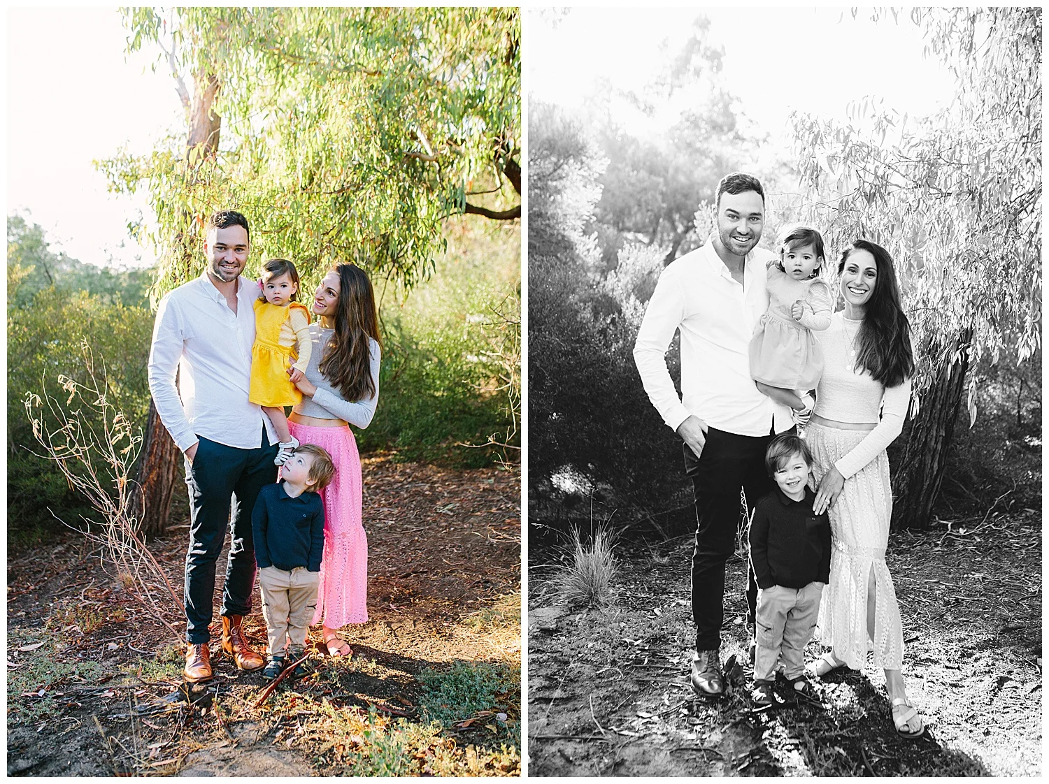 Hawthorn Family Photographer. Backlight sunrise young kids beautiful mum black and white comtemporary portrait classic magazine style