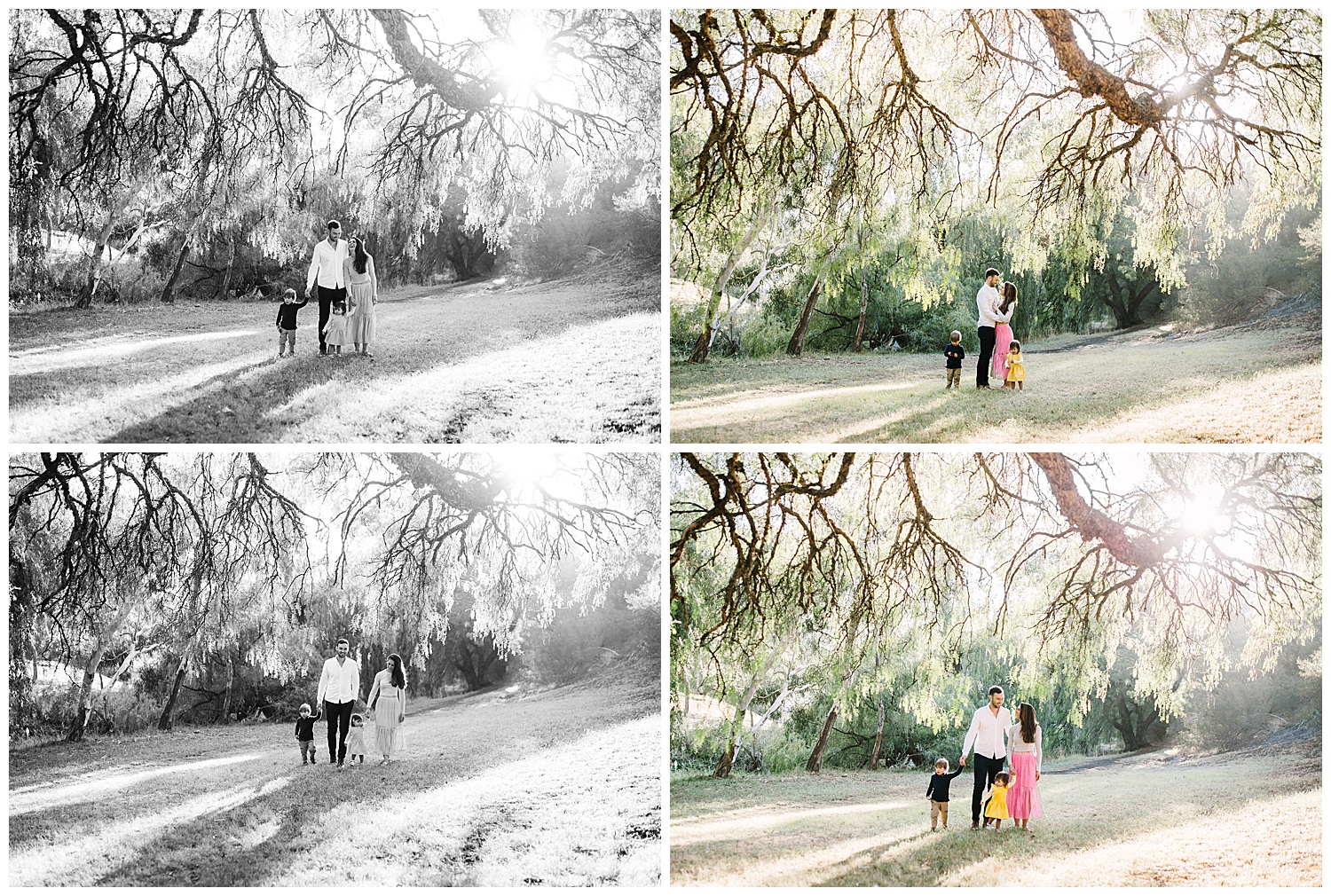 Camberwell Family Photographer. Backlight sunrise young kids beautiful mum black and white comtemporary portrait classic magazine style