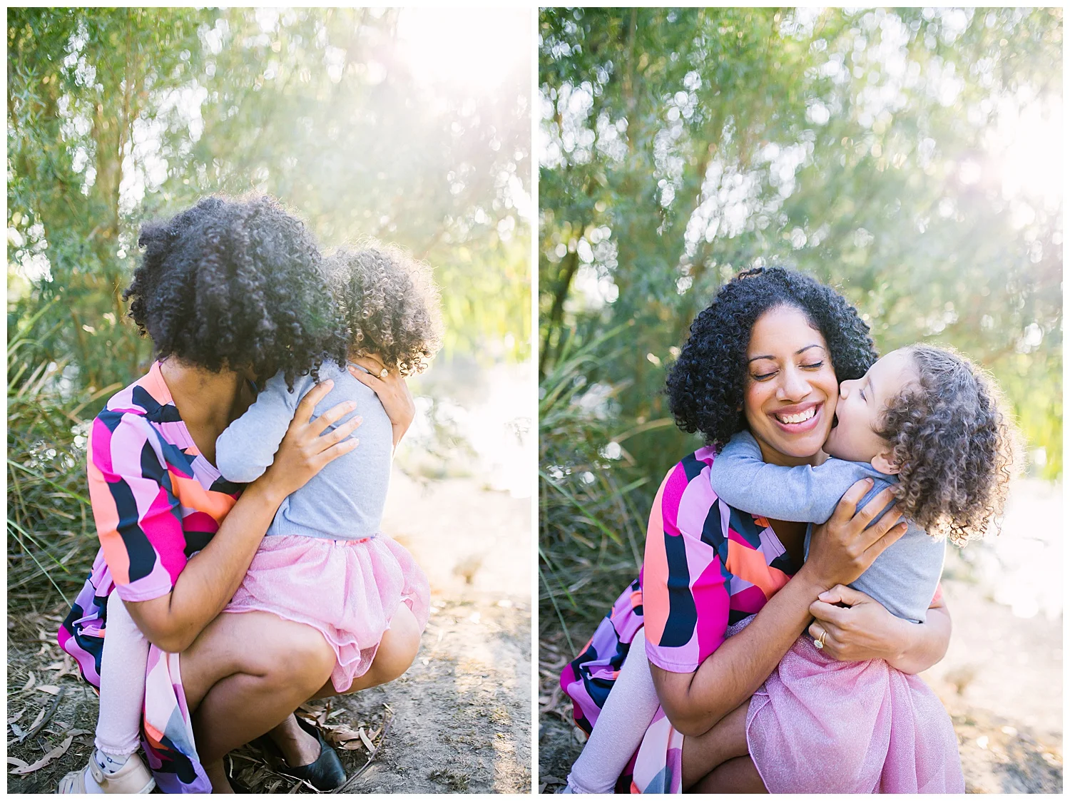 Mother and daughter family photographer photography portrait sunrise sunset black and white candid natural light sunlight