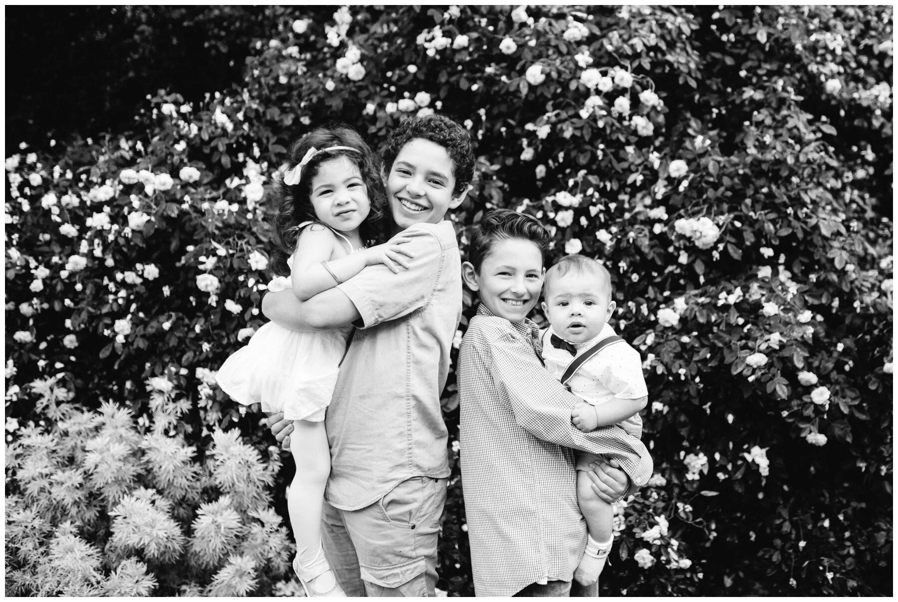 Greensborough family photos four children siblings rose garden pretty girl photographer brothers sisters