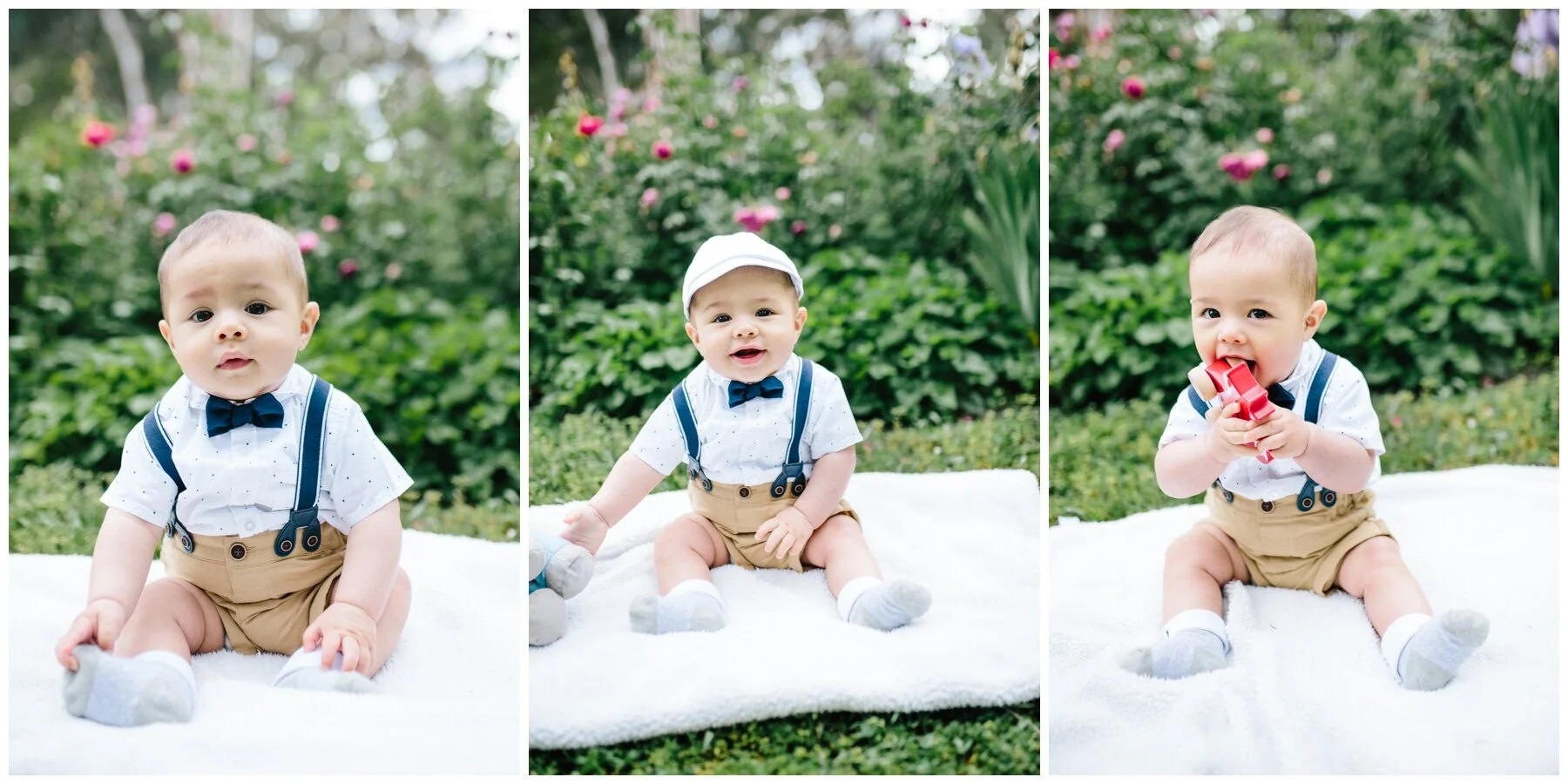Baby boy portrait outdoor garden cute overalls and hat family photographer Eltham, Doreen, Preston, Mill Park, Montmorency, Rosanna, Watsonia