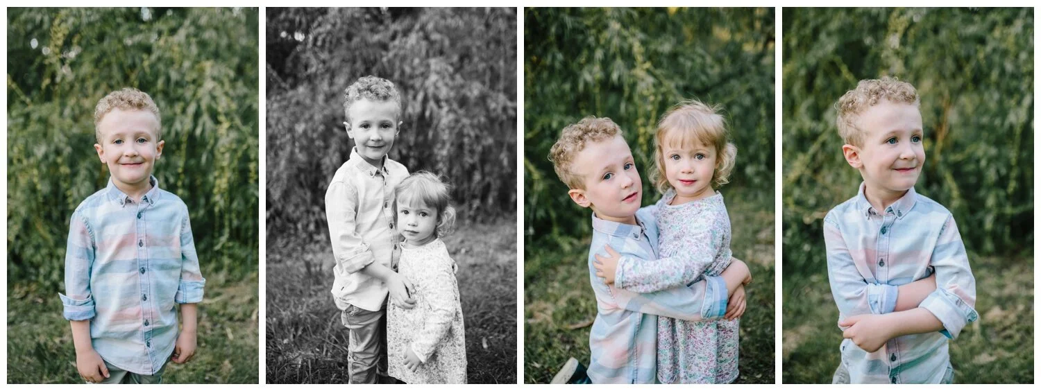 Malvern family photographer siblings backlight natural sunset melbourne candid summer autumn garden