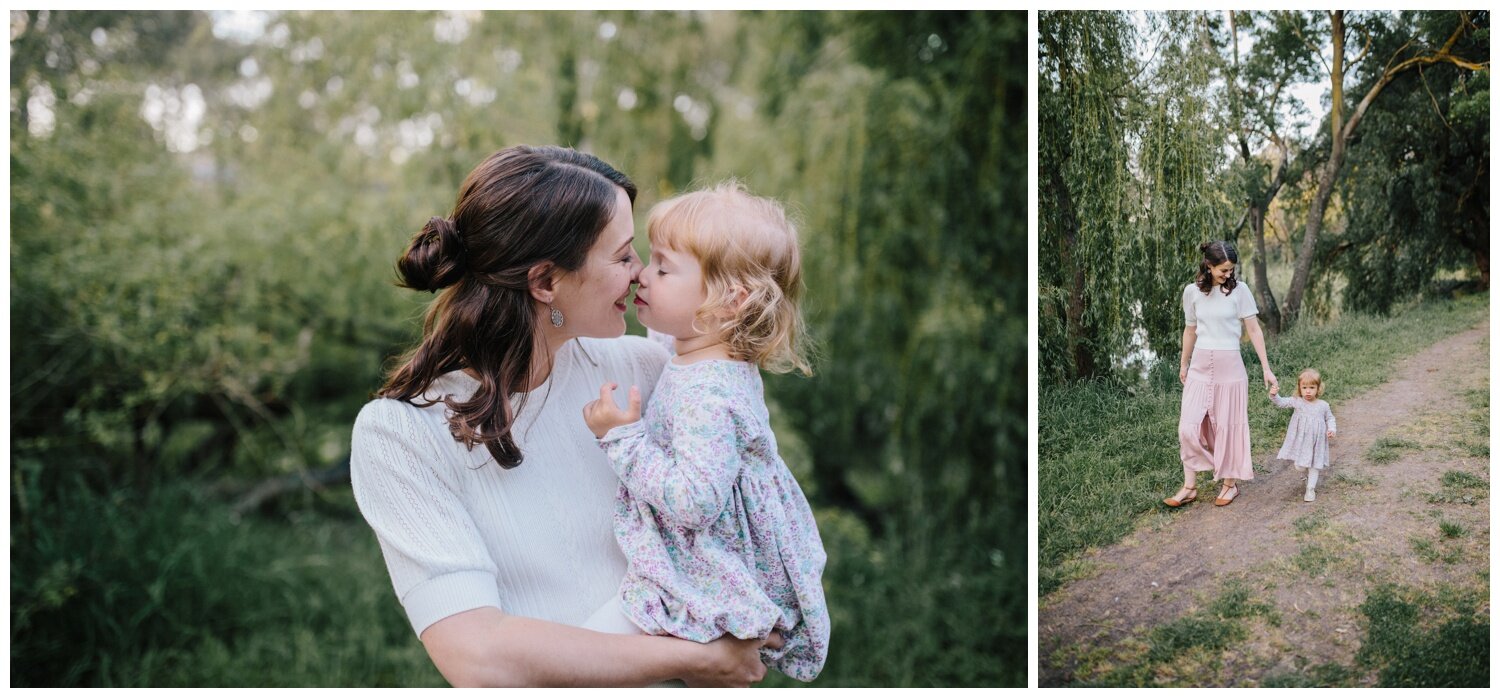 Templestowe family photographer siblings mother and daughter backlight natural sunset melbourne candid summer autumn