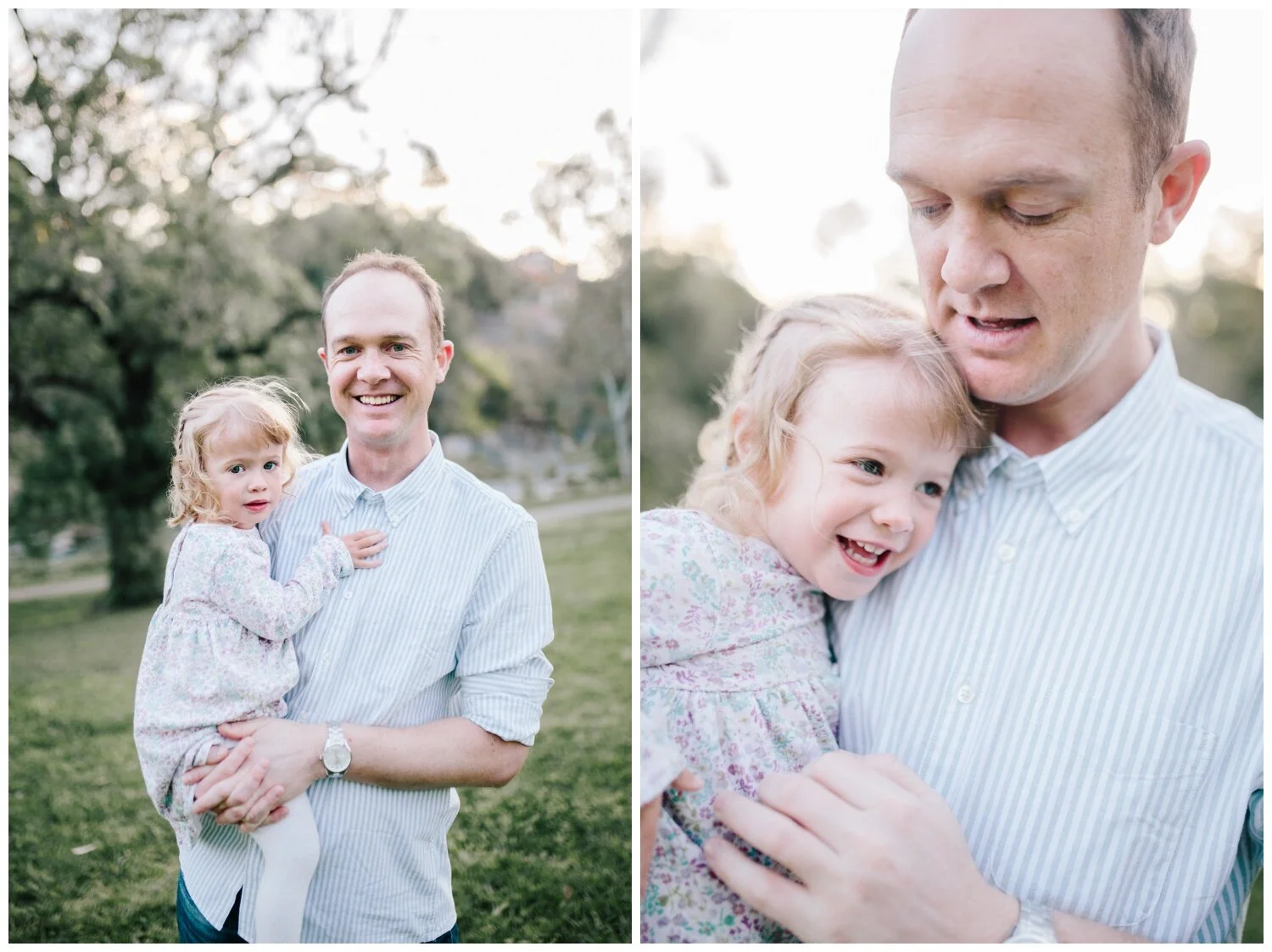 Essendon family photographer father and daughter backlight natural sunset melbourne candid summer autumn
