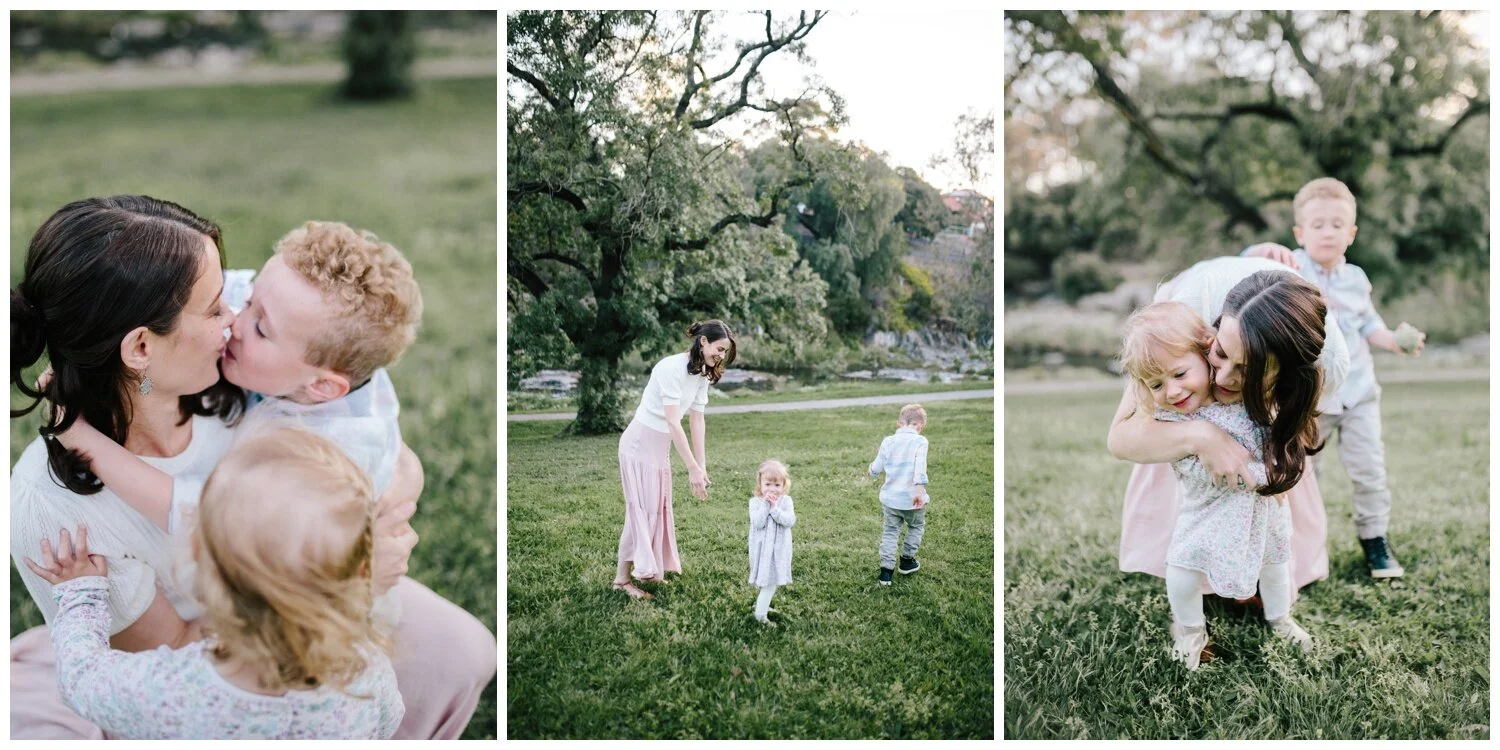 Nunawading family photographer siblings mother and daughter backlight natural sunset melbourne candid summer autumn