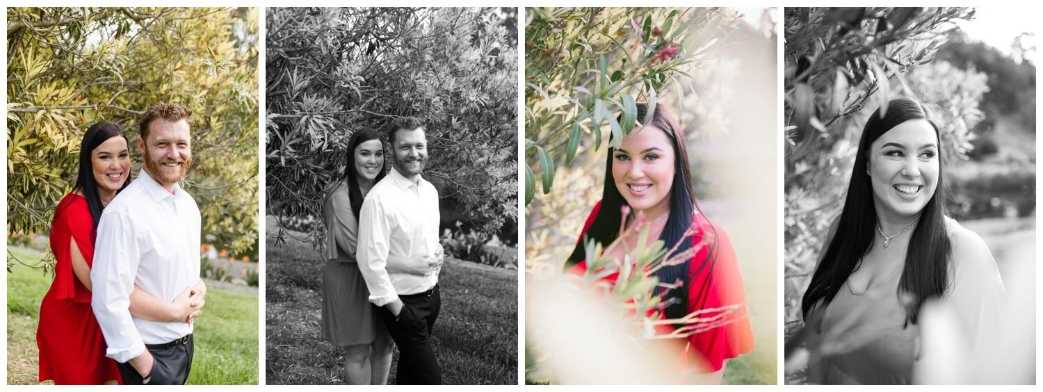 Eltham portrait photographer. Engagement photographer. Coburg Lake. Red dress. Natural light. Love. Candid. Red head. Melbourne makeup artist.