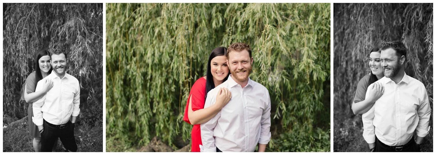 Doreen portrait photographer. Coburg Lake. Engagement Photography. Red dress. Natural light. Love. Candid. Red head. Melbourne makeup artist.
