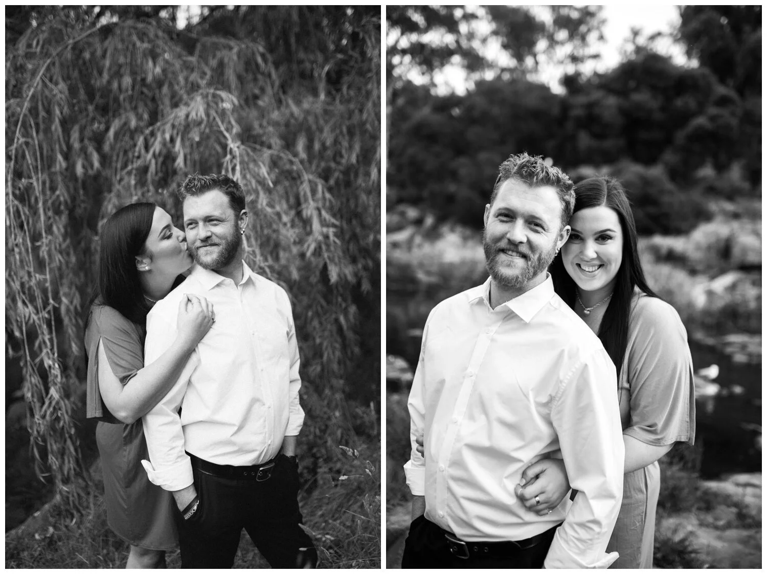 Montmorency portrait photographer. Engagement photographer. Coburg Lake. Red dress. Natural light. Love. Candid. Red head. Melbourne makeup artist.