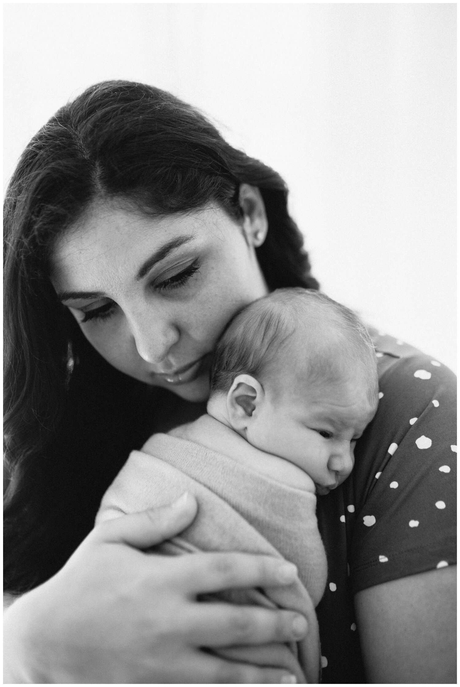 Newborn photographer Kew black and white portrait family photo mother and son