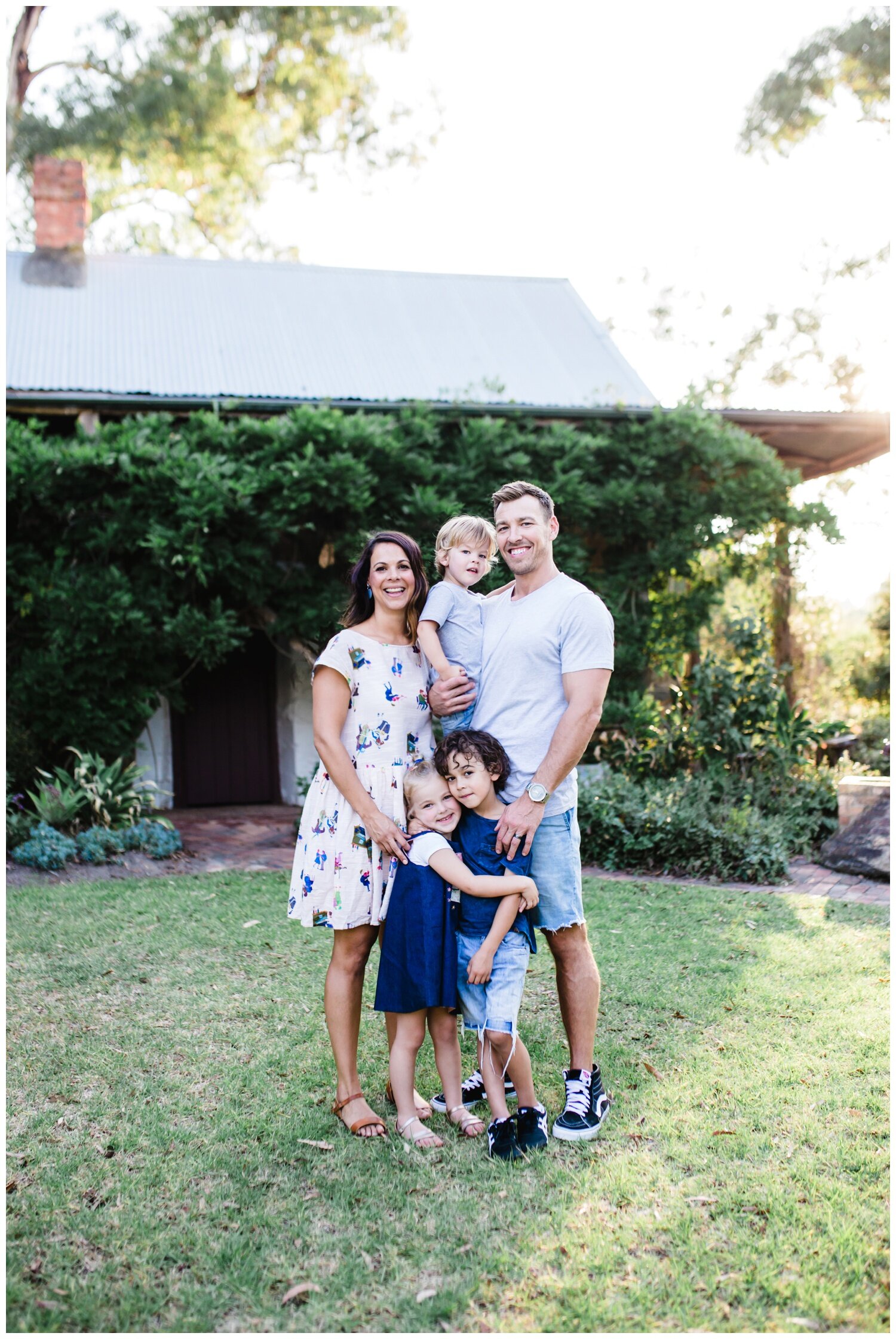 Eltham North family photographer. Natural family photography. Siblings. Brother and sister. Backlight. Natural light. Sunset. Sunrise. Melbourne. Candid summer autumn spring garden