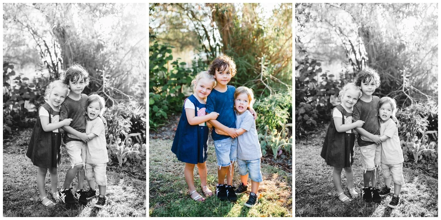 Montmorency family photographer. Natural family photography. Siblings. Brother and sister. Backlight. Natural light. Sunset. Sunrise. Melbourne. Candid summer autumn spring garden