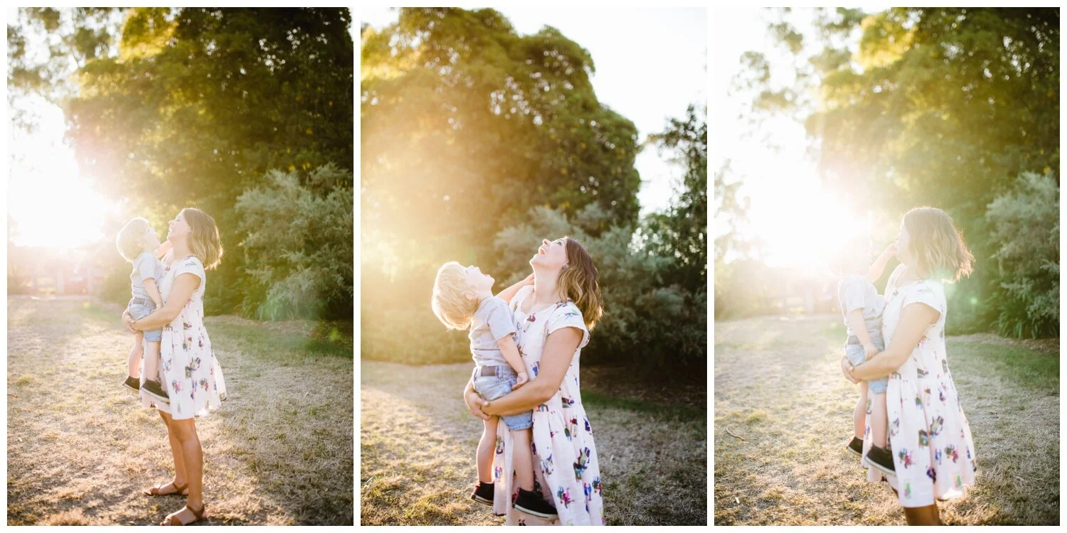 Family photographer Clifton Hill. Natural family photography. Siblings. Brother and sister. Backlight. Natural light. Sunset. Sunrise. Melbourne. Candid summer autumn spring garden