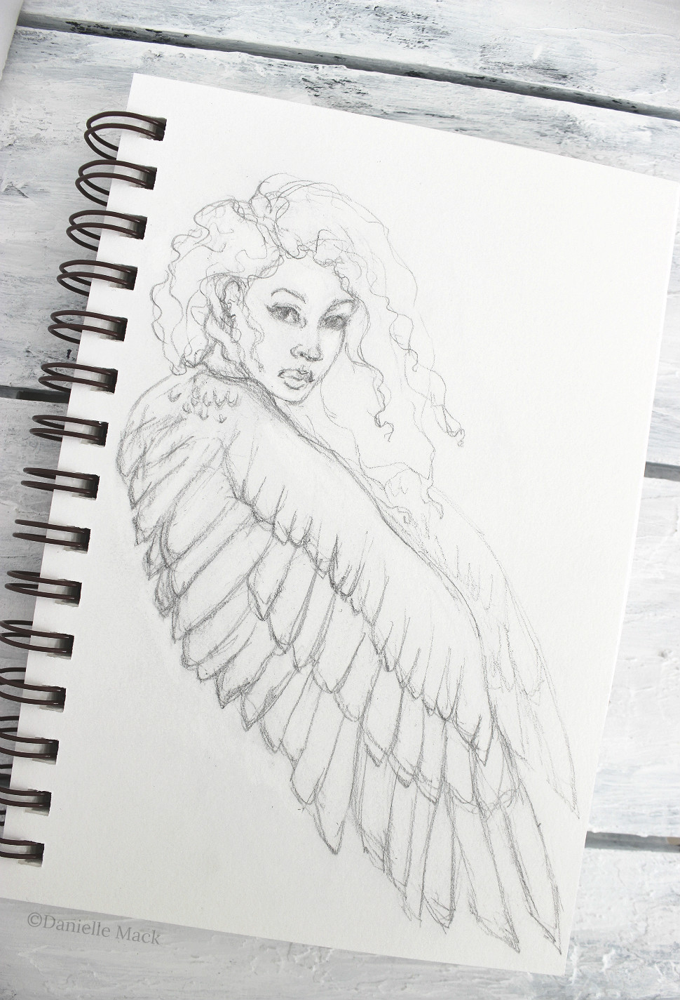 "Early Flight" WIP - sketch on in mixed media journal.