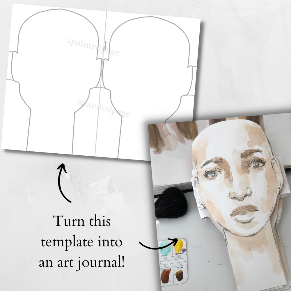 Beautiful Faces Paper Journal (Printable) — A painted page