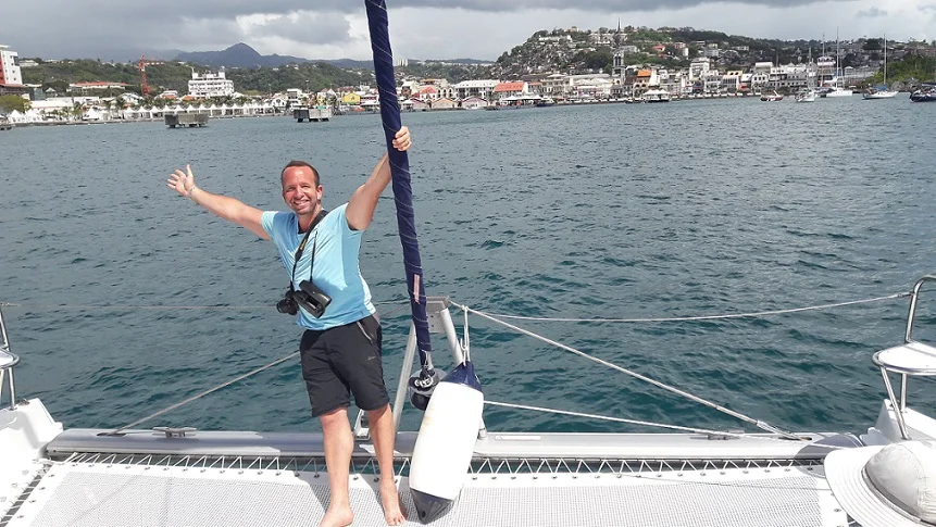 Arriving into Fort de France Martinique aboard our personal catamaran