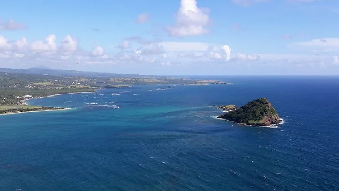 A birds eye view of the coastline of St. Lucia (photo by Ryan Chenery)