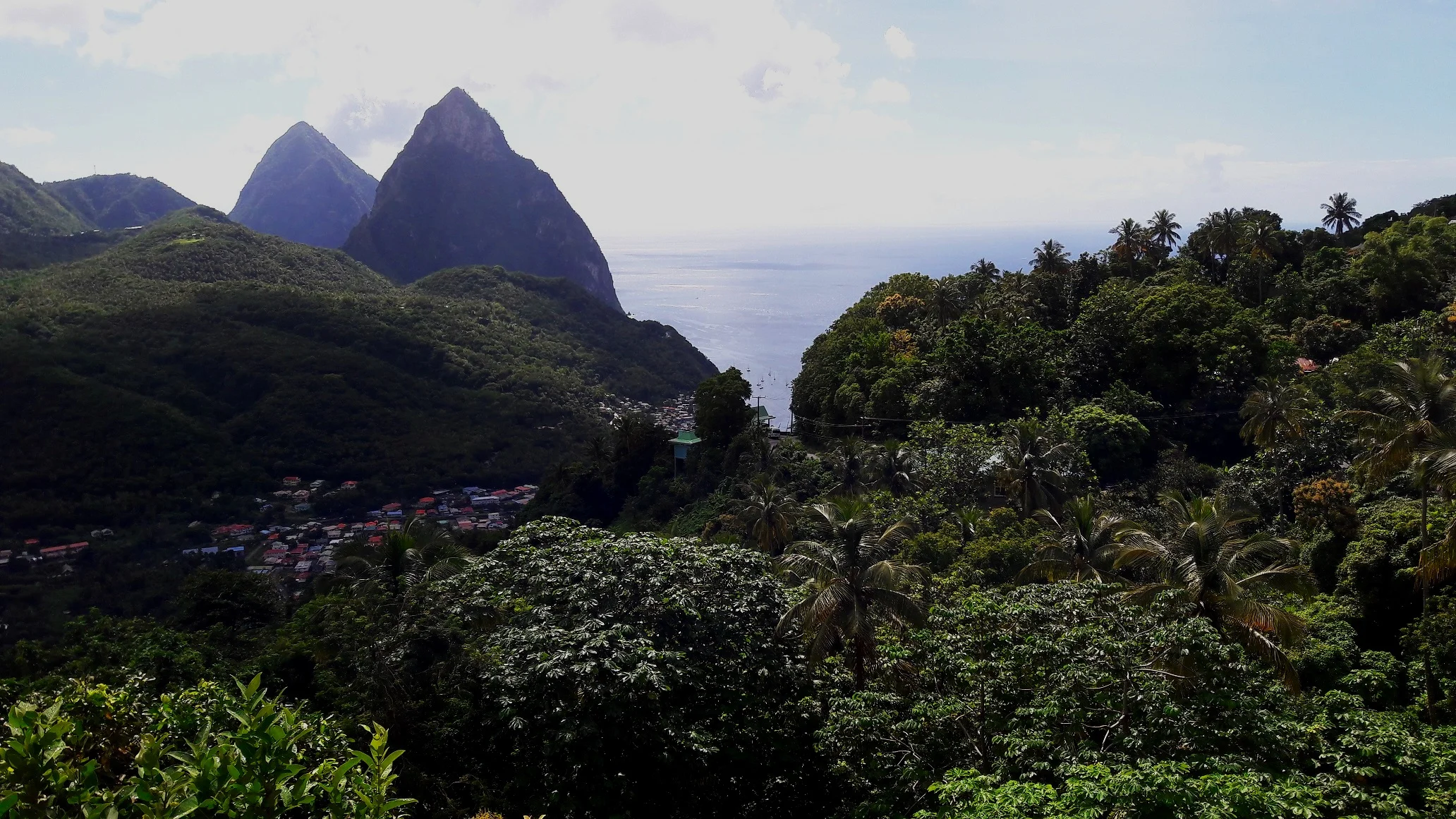 View of Les Pitons from the balcony of The Beacon