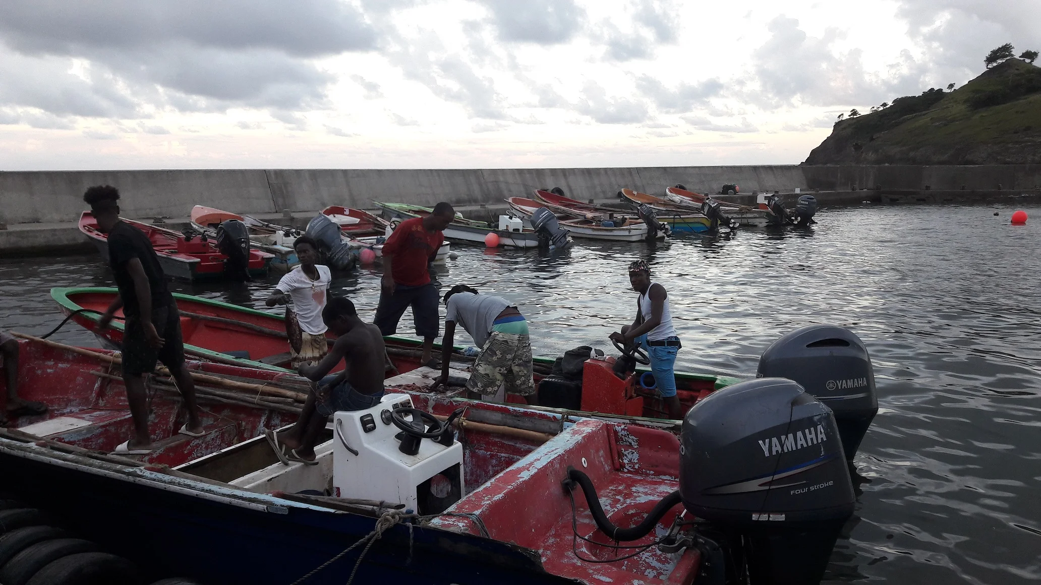 Bringing in the days catch in the tiny fishing village of Dennery