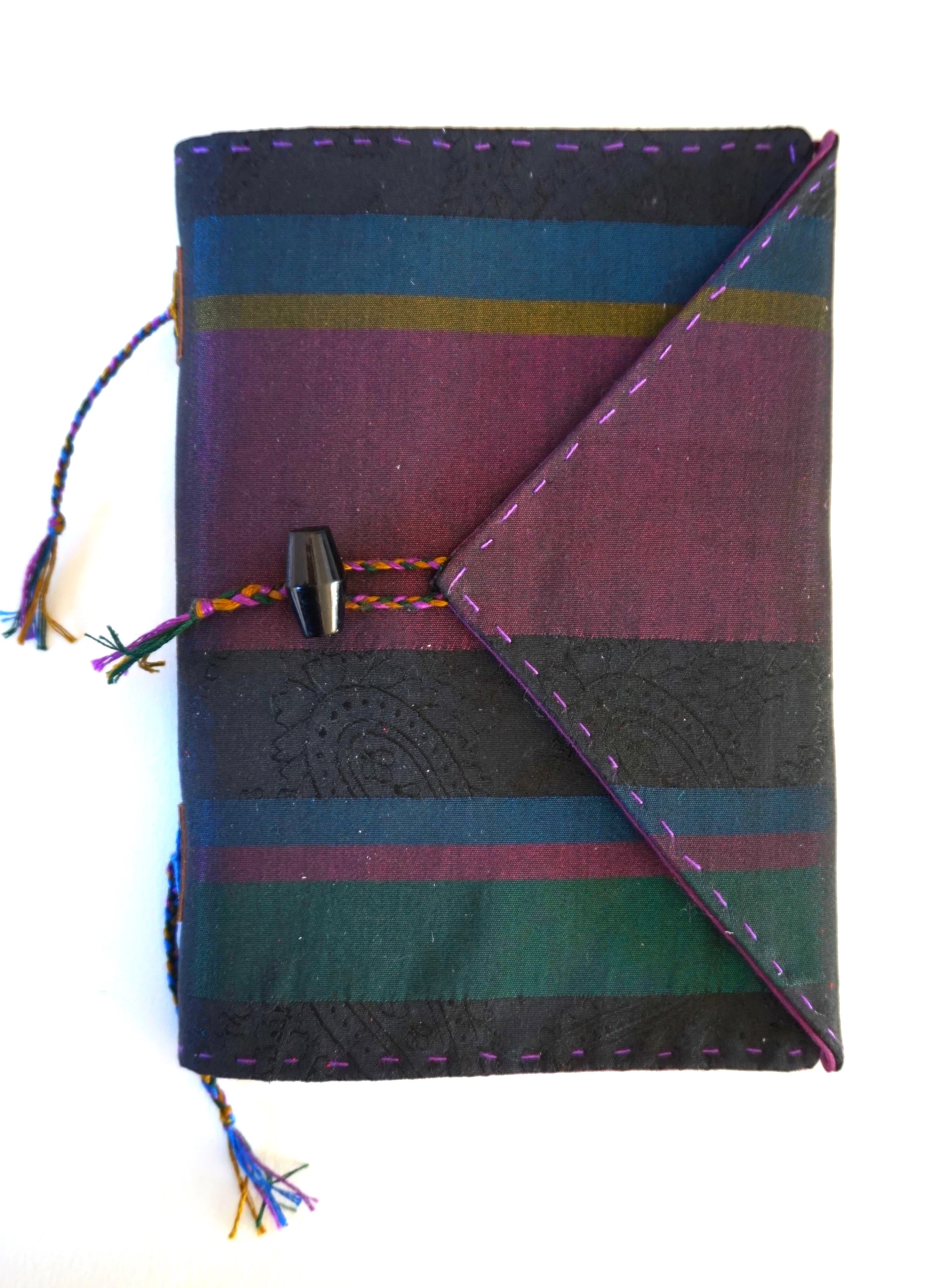I've been trying methods of binding that use only cloth, not stuck to boards, for the covers and this is a start. Cloth frays and is generally soft and flexible which means that many binding methods are not suitable or durable. This is a soft cover …