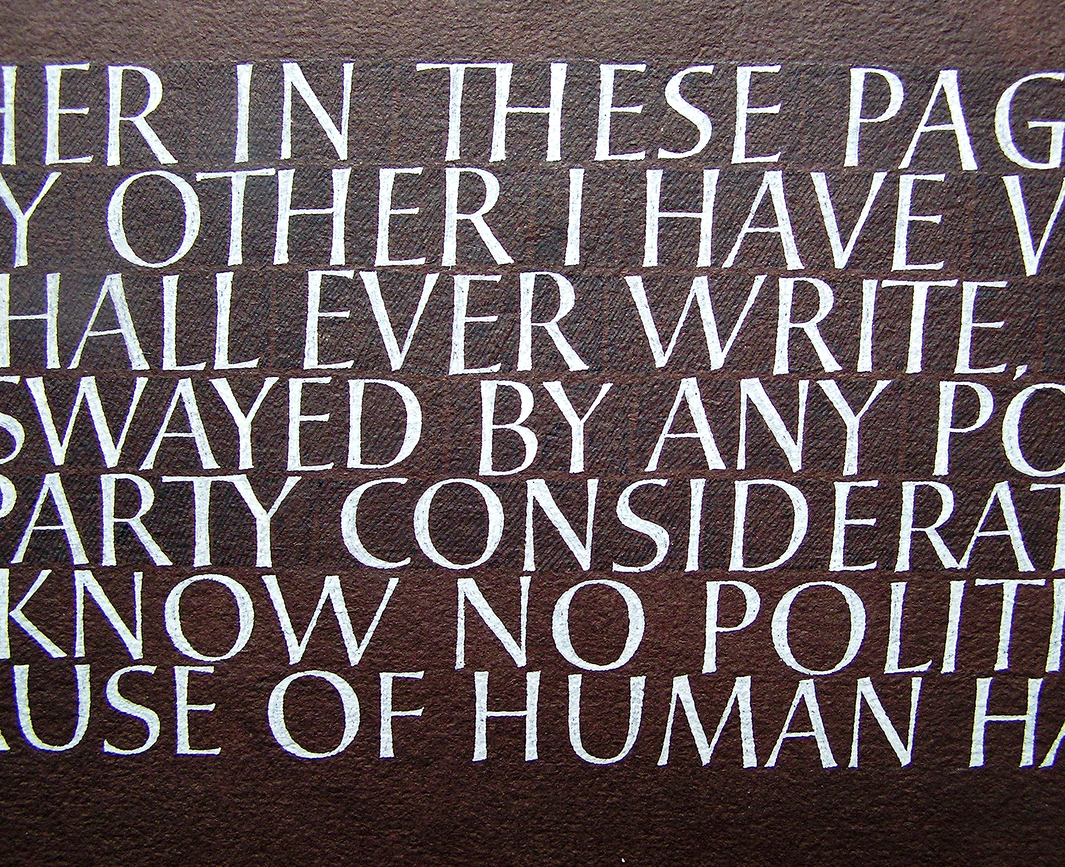 These letters have been written with a quill onto handmade paper from Minnesota. One of two pieces using words by Charles Dickens now in the V&amp;A museum.&nbsp;
