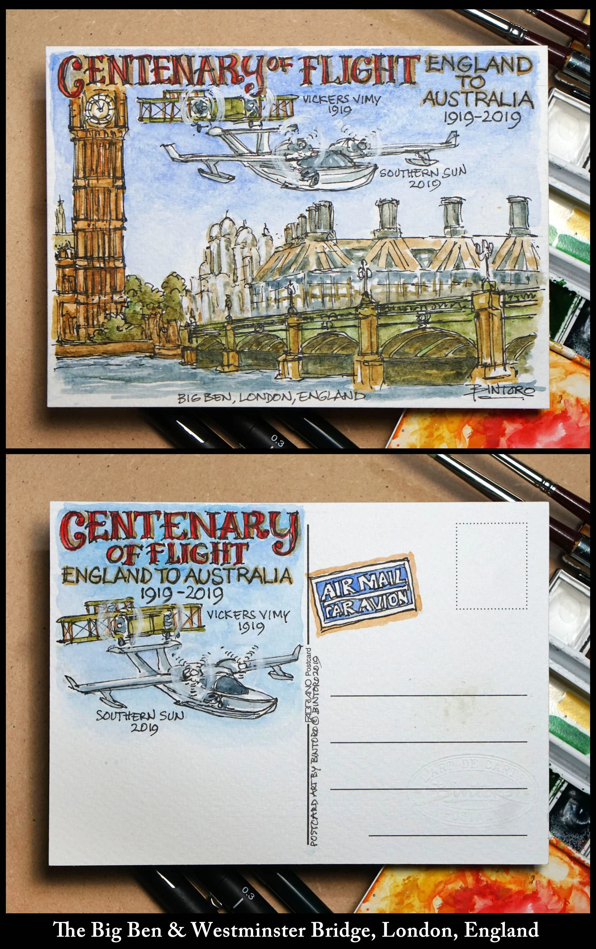 Epic Flight Centenary Postcard - Big Ben