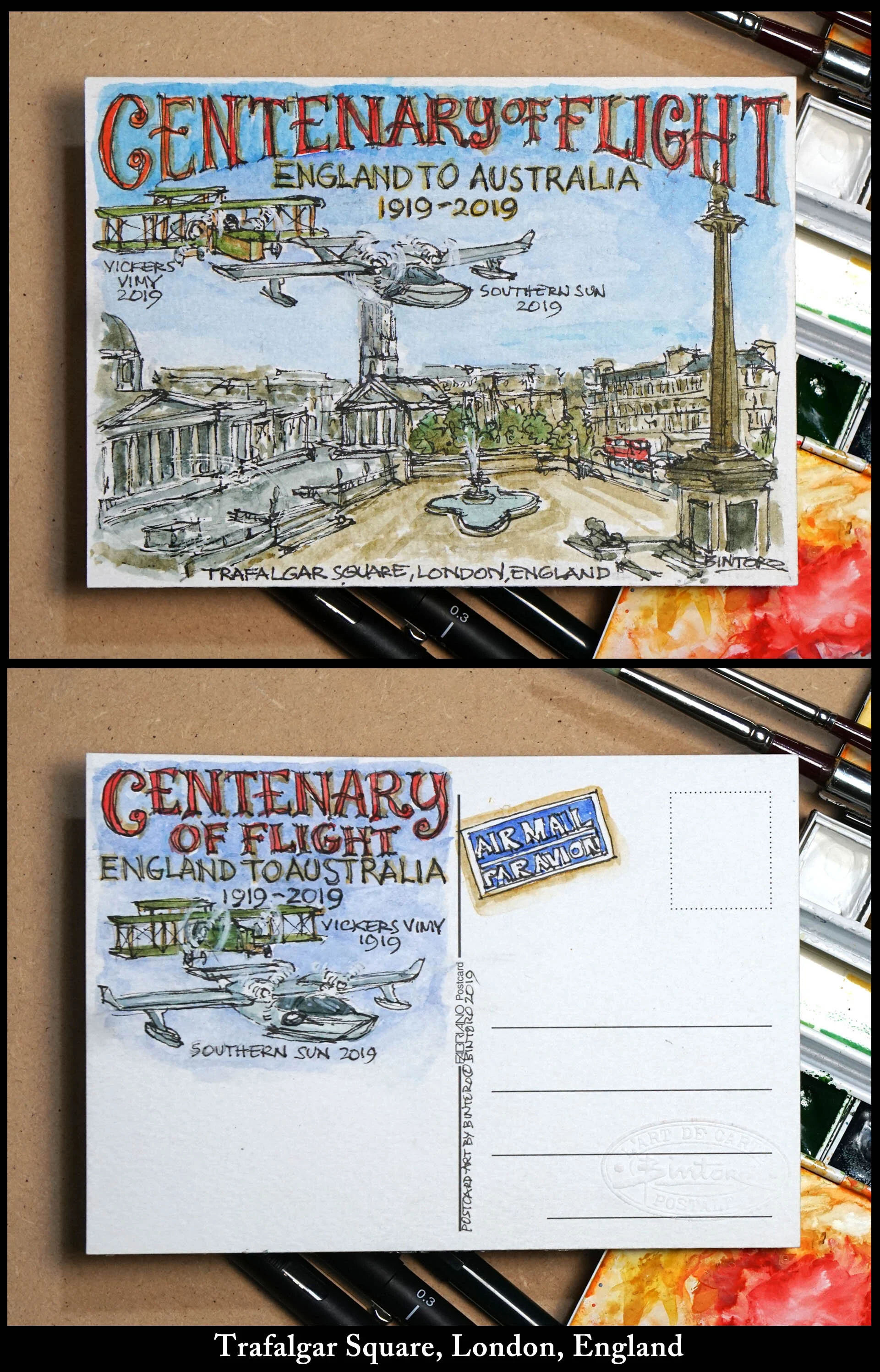 Epic Flight Centenary Postcard - Poppy Field