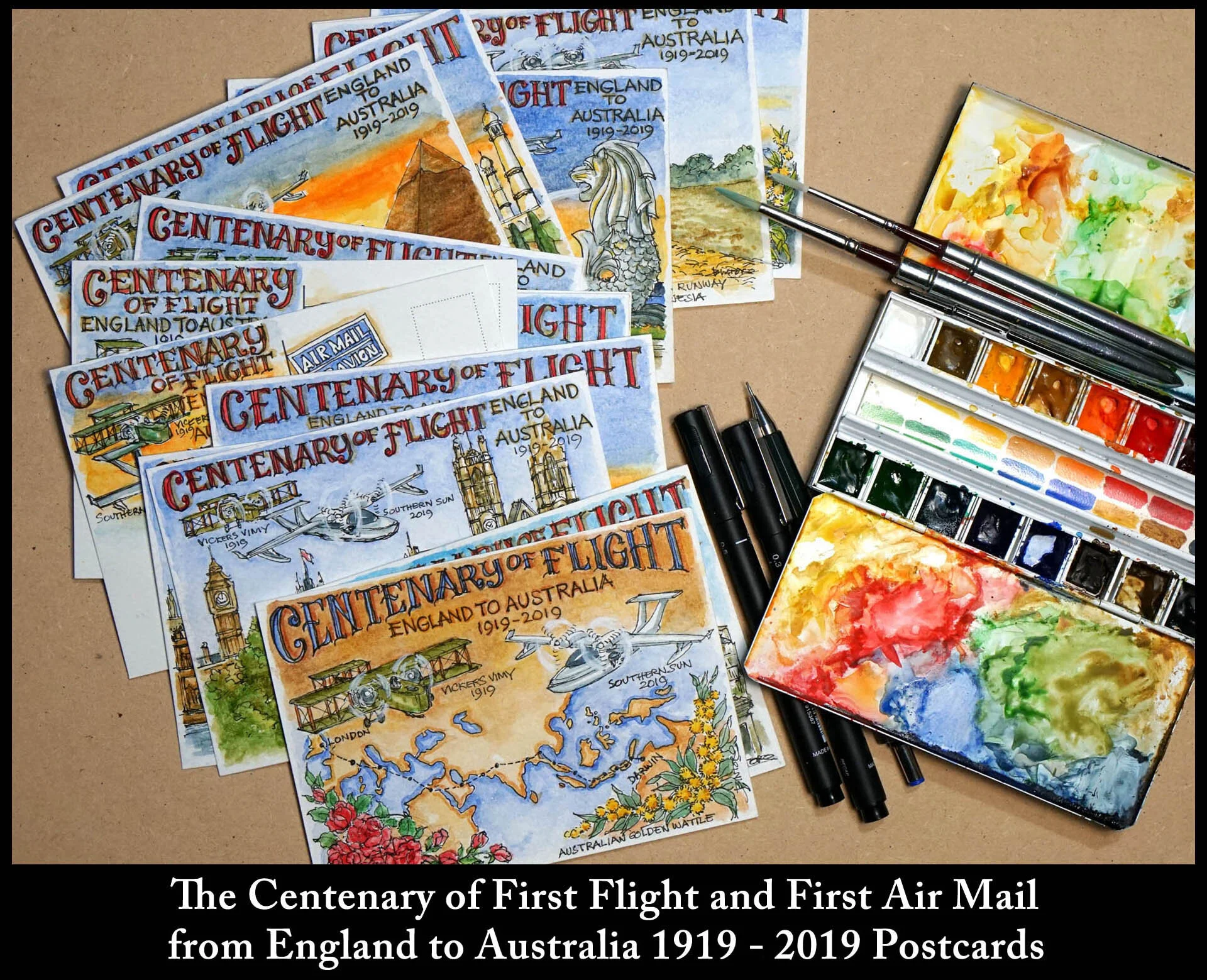 Set of 19 - Epic Flight Centenary - Postcard Set
