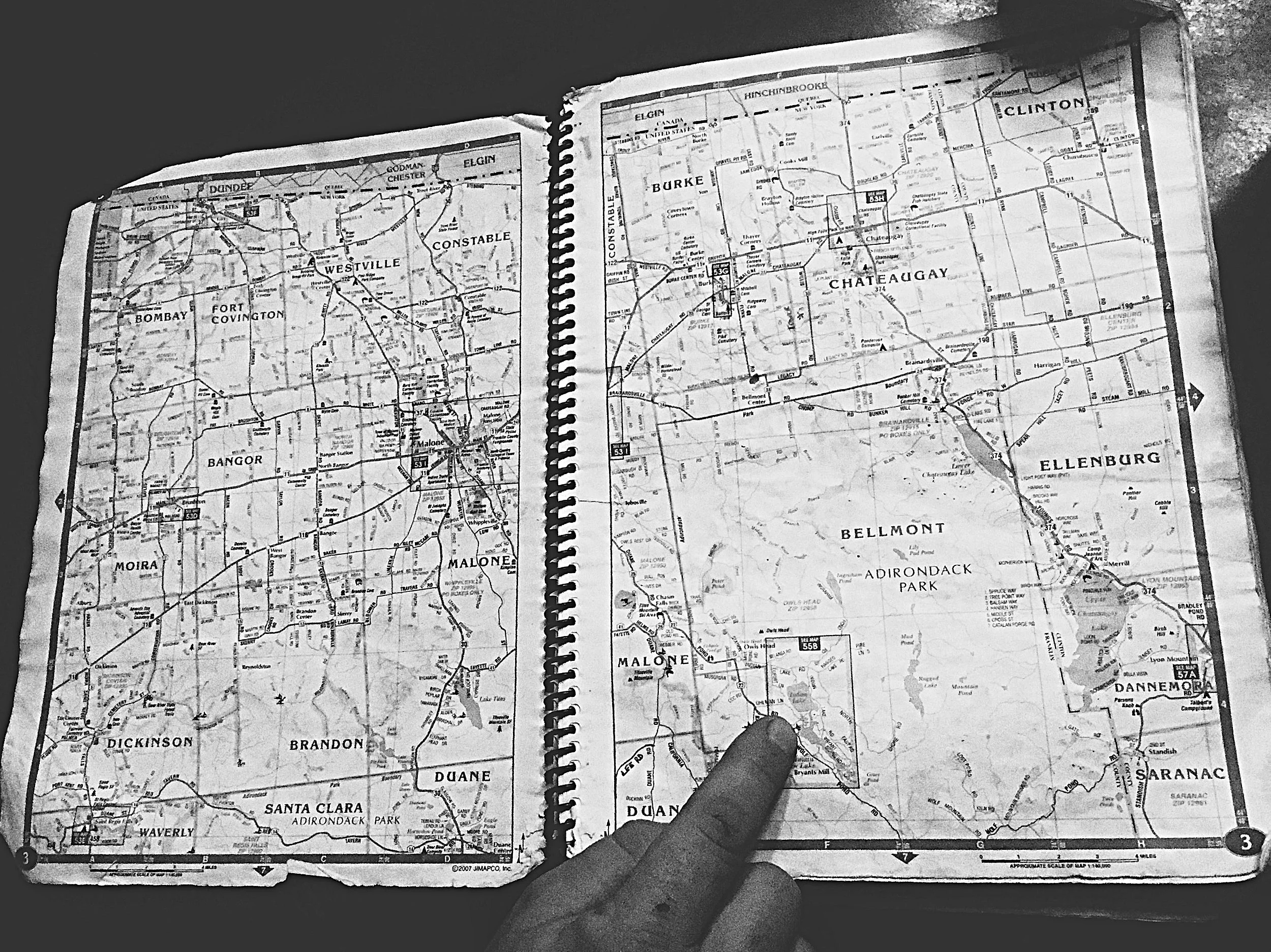 Michael McCaffrey of Malone, N.Y., who Chelsia met on the day Richard Matt was shot and killed, helps her decipher the exact path the inmates took while on the run based the letters David Sweat sent to the author. (Chelsia Rose Marcius/October 9, 2016) 