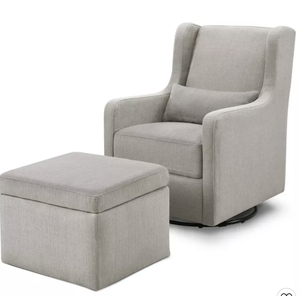 great carters by davinci glider with performance fabric ottoman slim rocker