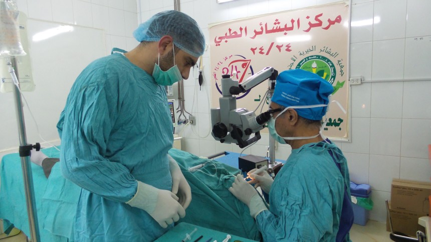 Dr Francis Nathan working in Tripoli, Lebanon, March 2016. [Photo: PCRF]