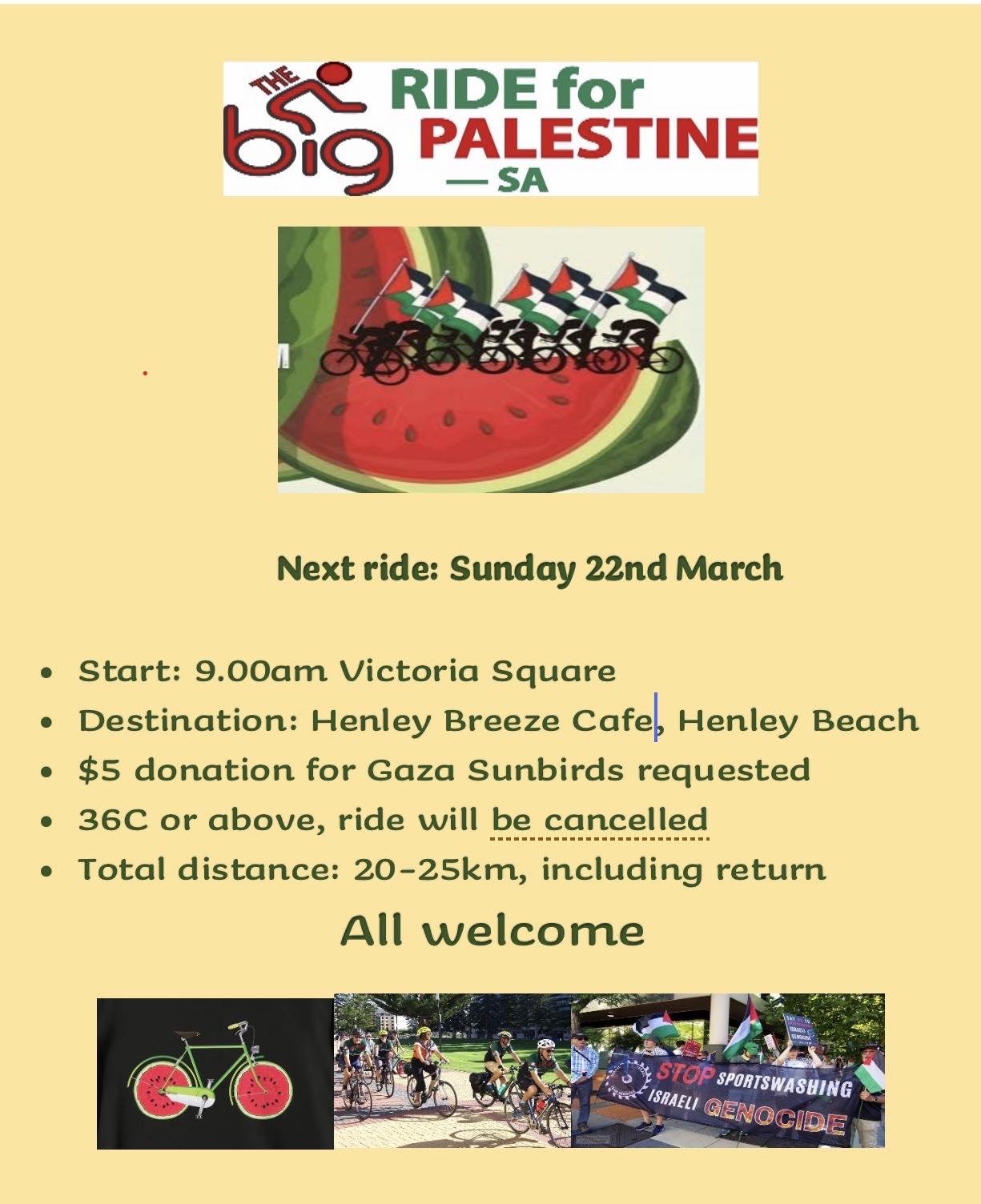 Next Big Ride for Palestine SA Ride!
