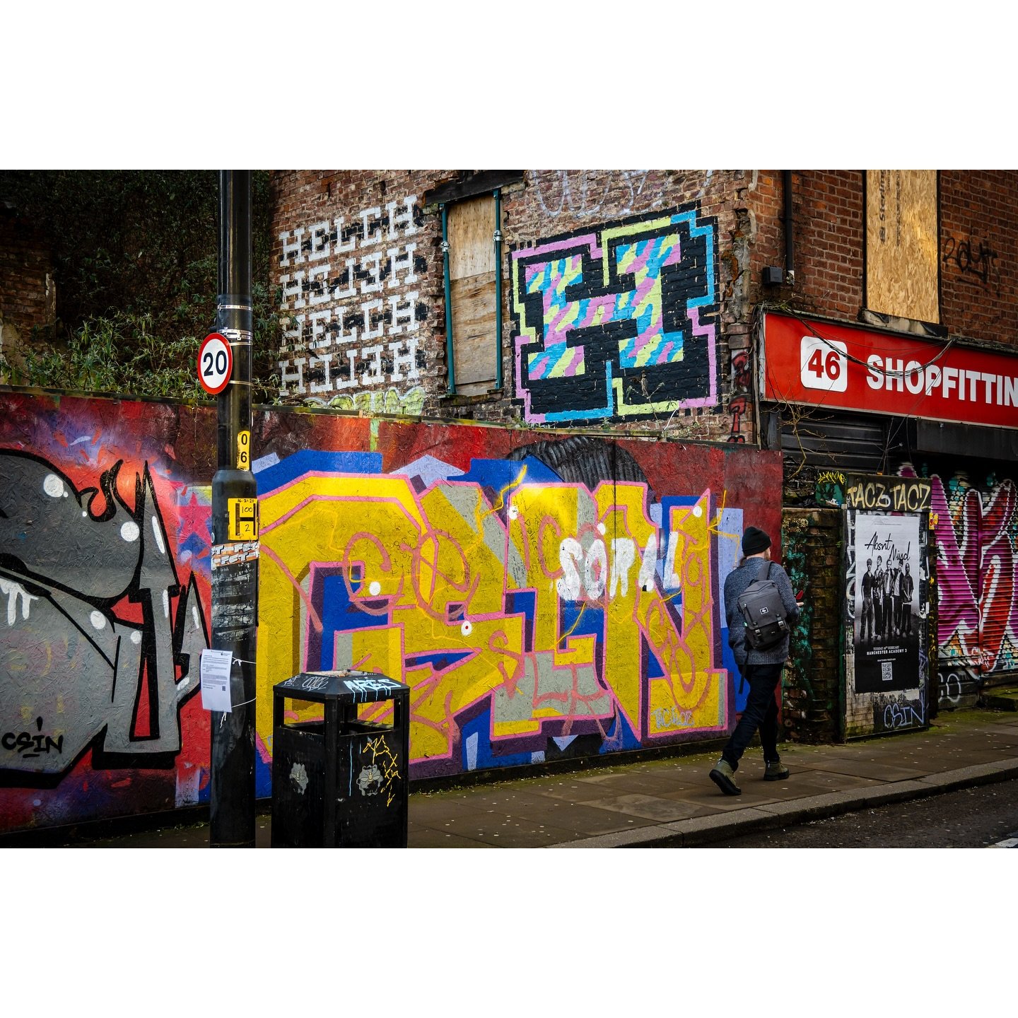 From my quick January visit to Manchester. It’s difficult to find a surface that hasn’t got graffiti and there’s certainly a lot more than I remember from my visits some years ago. But I have to say it brings a certain creative ener