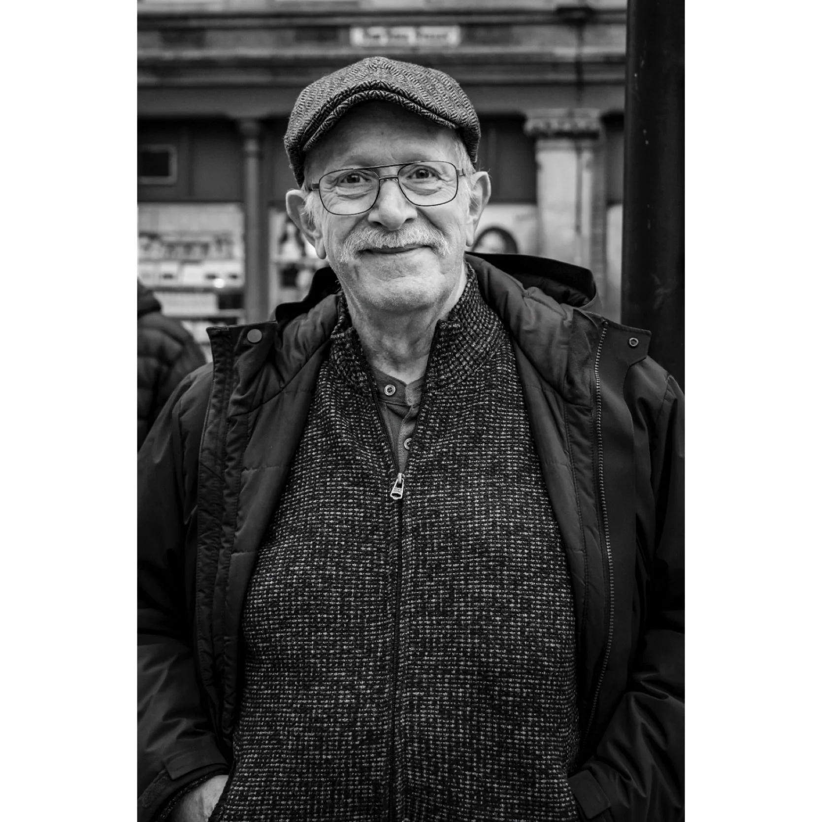 On his way to the Duck &amp; Drake pub for a pre-Christmas singalong.

#leeds #streetportraitphotography #blackandwhite #streetportraits #bnwstreetphotography