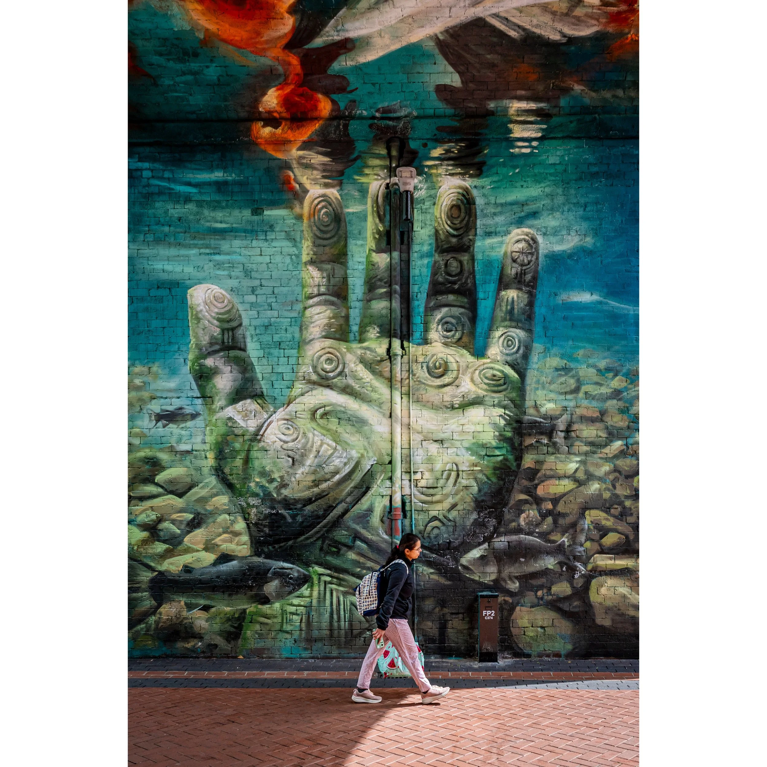 What will probably be one of the most photographed murals in Leeds.
Designed and painted by Yorkshire-born artist Cbloxx also known as Jay Gilleard the artwork can be seen on Church Walk under the viaduct at Penny Pocket Park located next to Leeds Mi