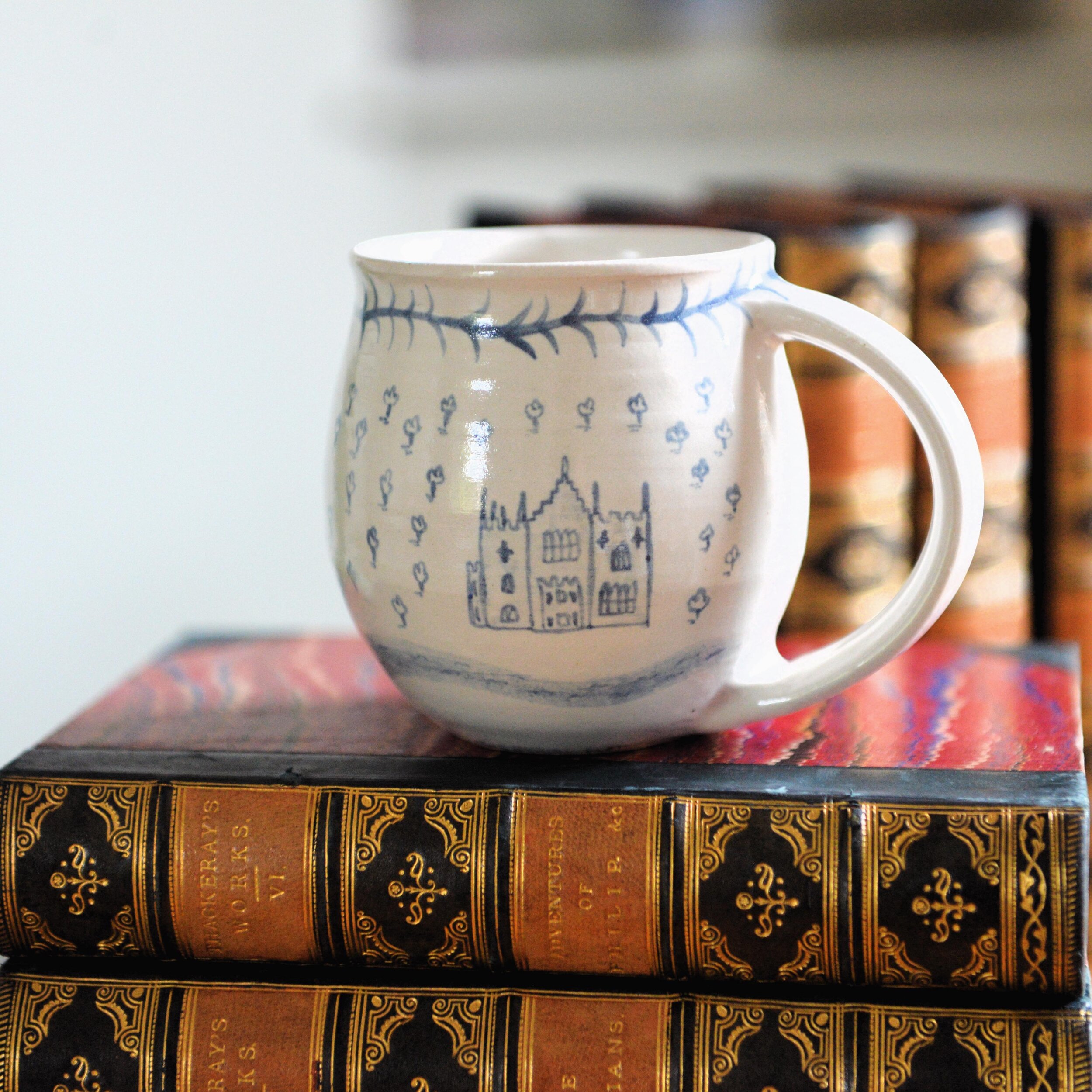And here is the third piece in my @waterstones tea set - a teacup with Endellion House painted on the side. After Bonnie&rsquo;s trick goes wrong and a gentleman lies in a pool of blood at her feet, she needs to disappear. Crawford secures her a posi