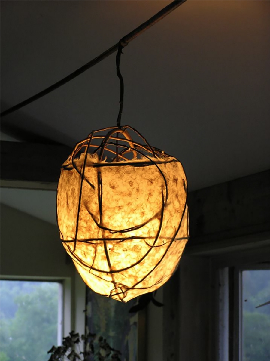  Anita's organic style handmade paper lamp in place at her home. 