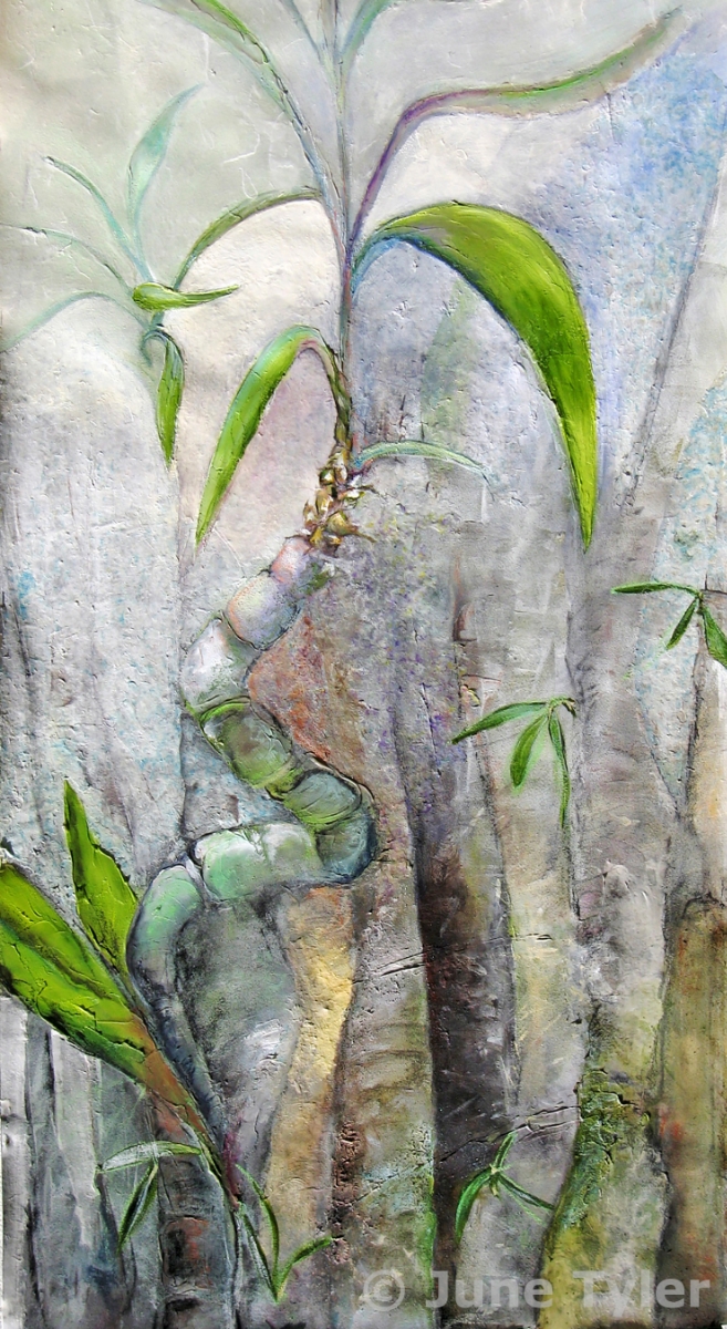  "Bamboo" 43.5" x 22" Mixed media: Golden artist colors, handmade paper and assorted drawing materials   