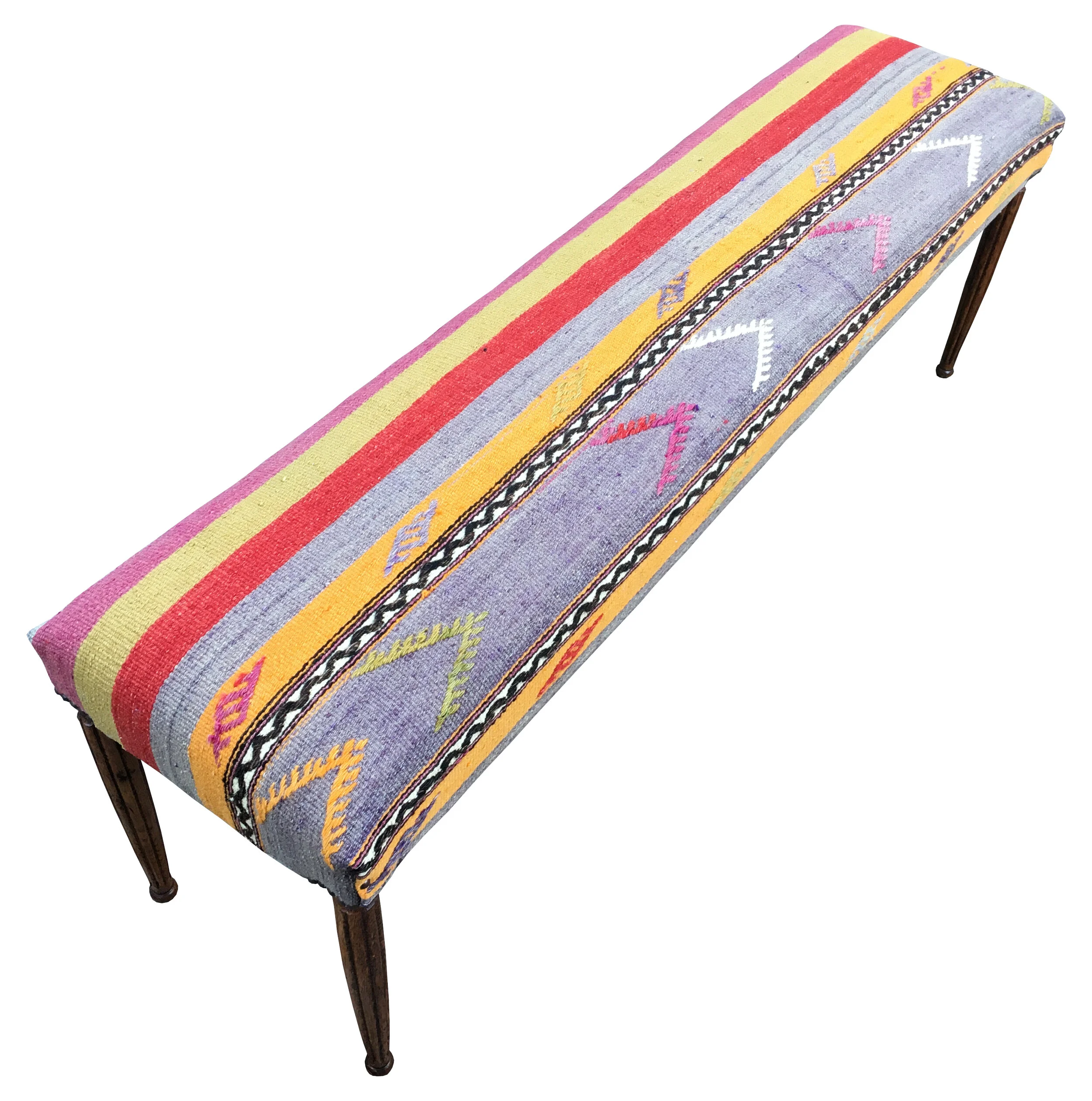 Kilim Covered Bench Stool 1.52m x 0.39m x H0.51m — Rug Addiction