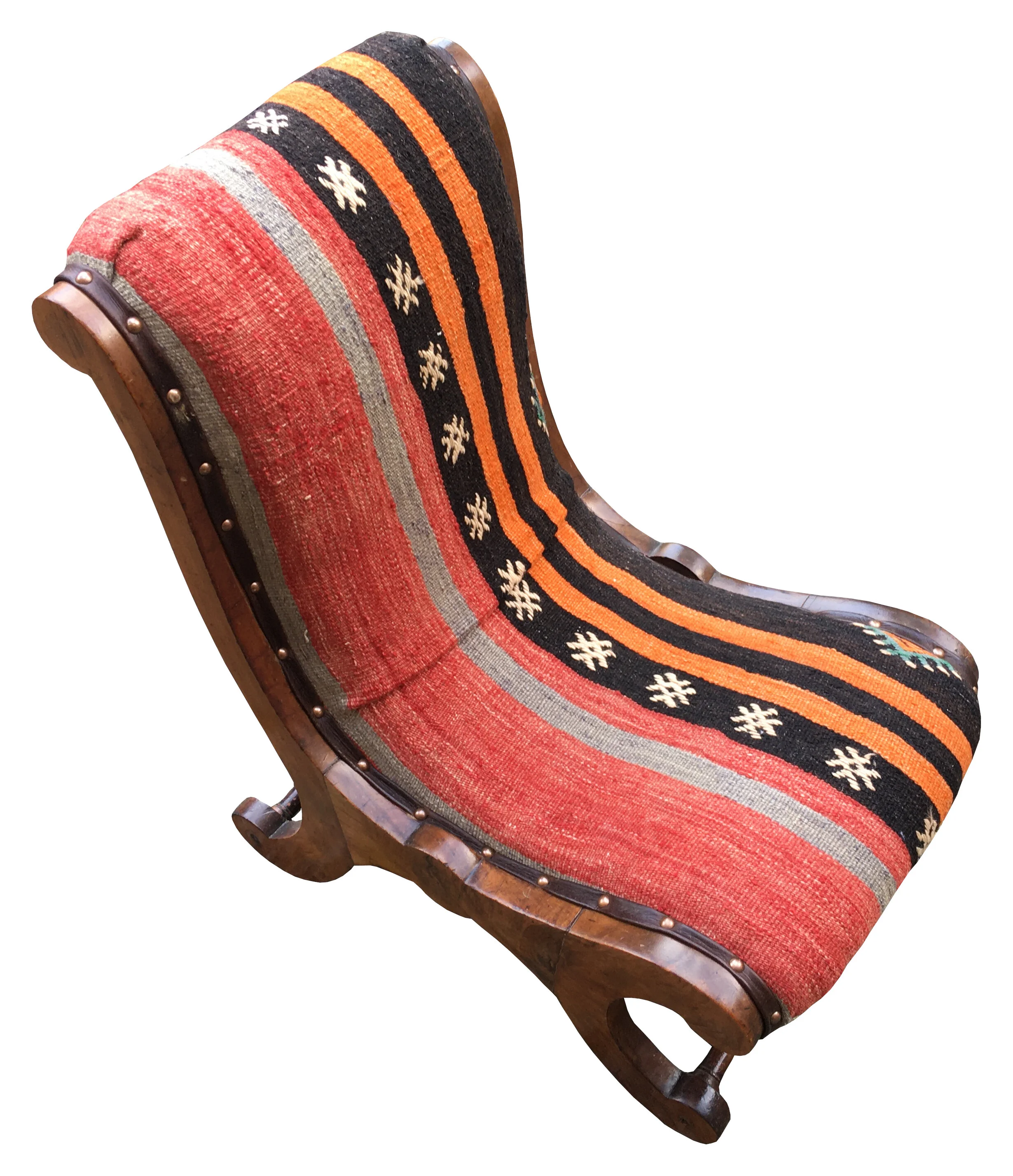 Kilim Covered Slipper Chair 0.58m x 0.41m x H0.69 — Rug Addiction
