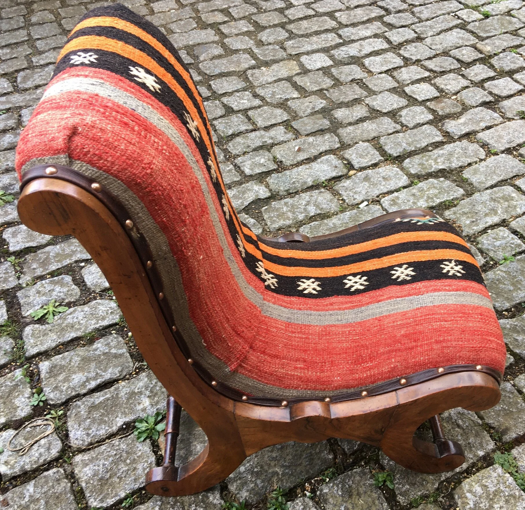 Kilim Covered Slipper Chair 0.58m x 0.41m x H0.69 — Rug Addiction