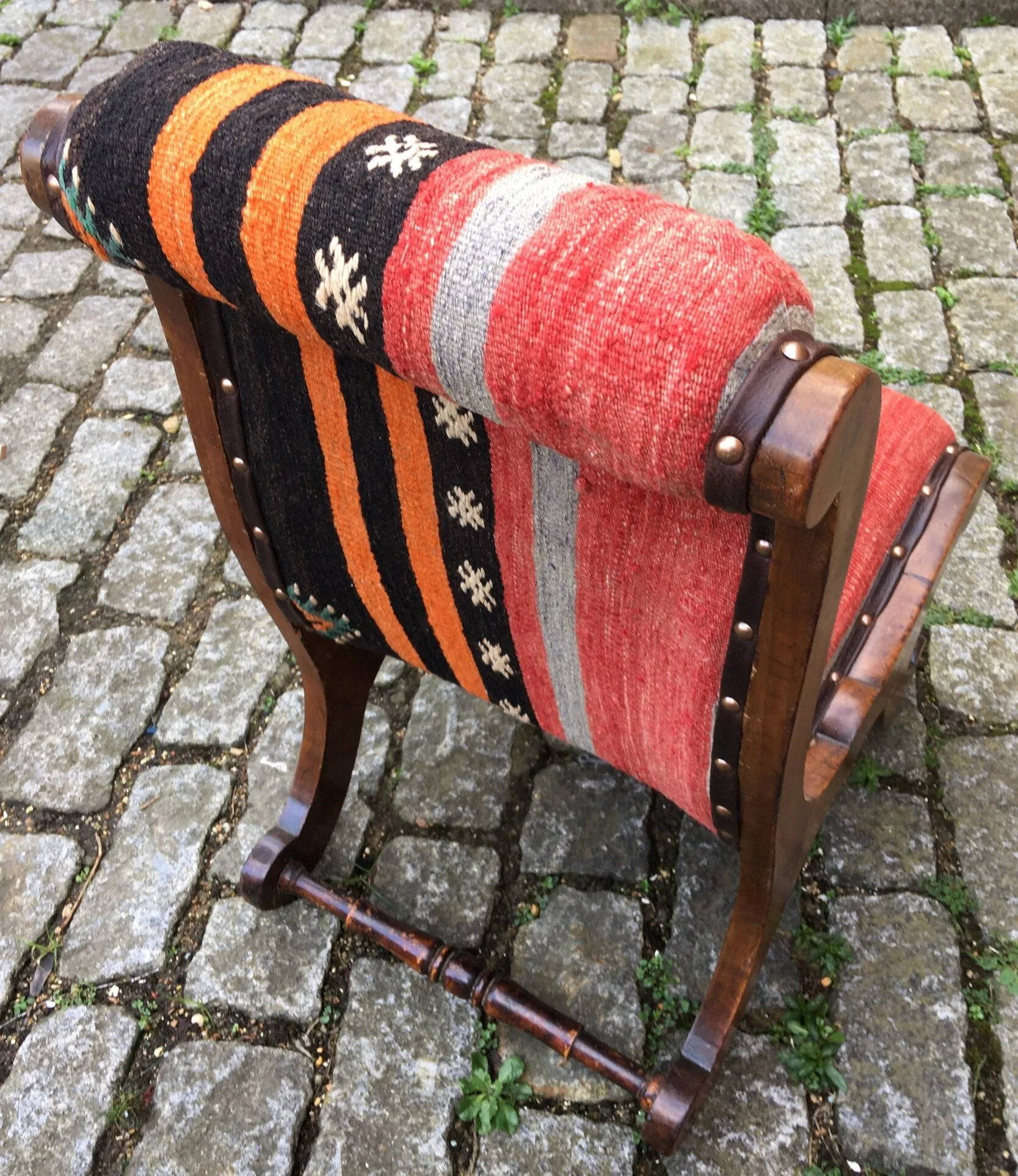 Kilim Covered Slipper Chair 0.58m x 0.41m x H0.69 — Rug Addiction