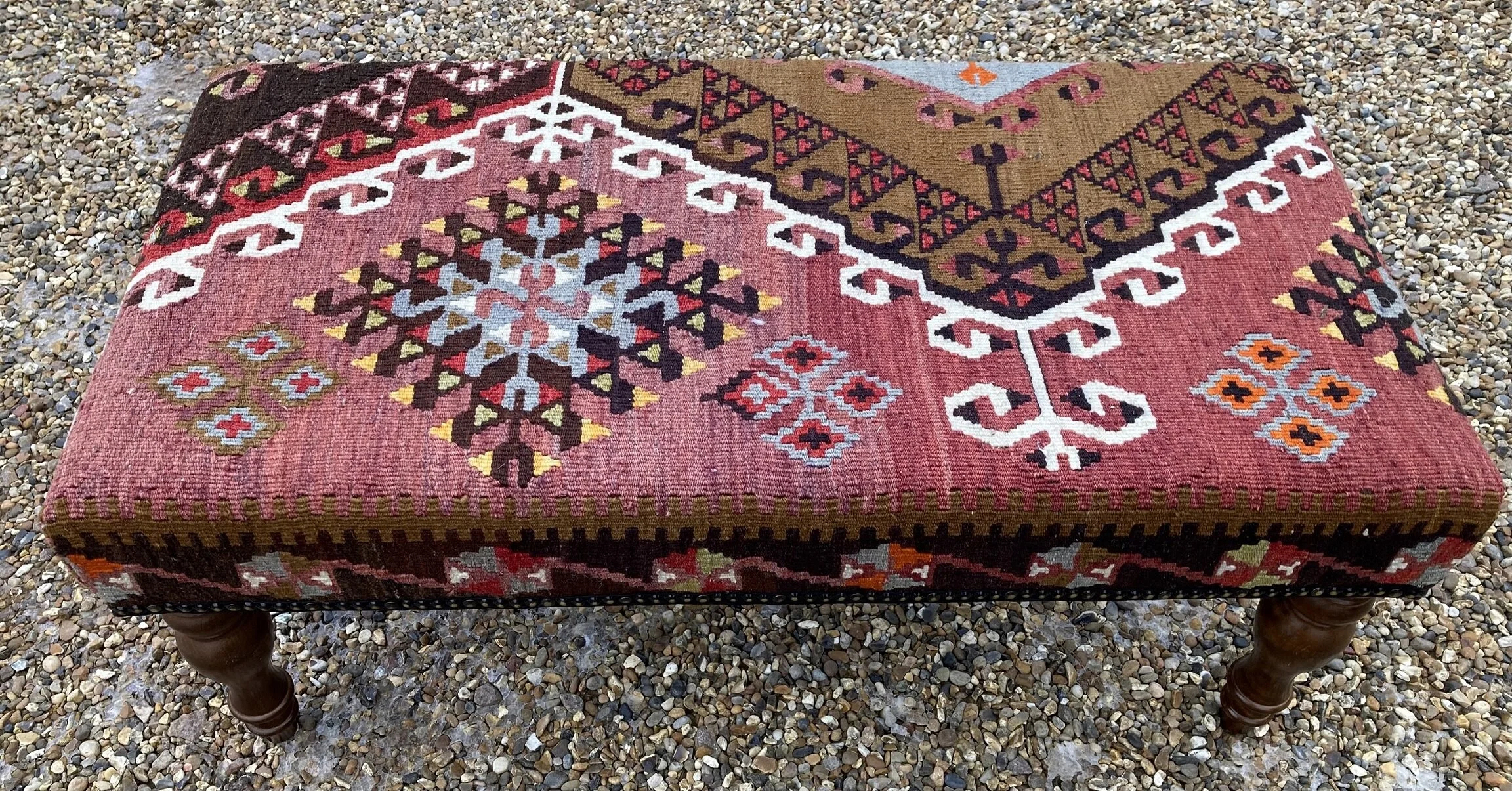 Kilim Covered Bench Stool 0.89m x 0.43m x H0.38m — Rug Addiction