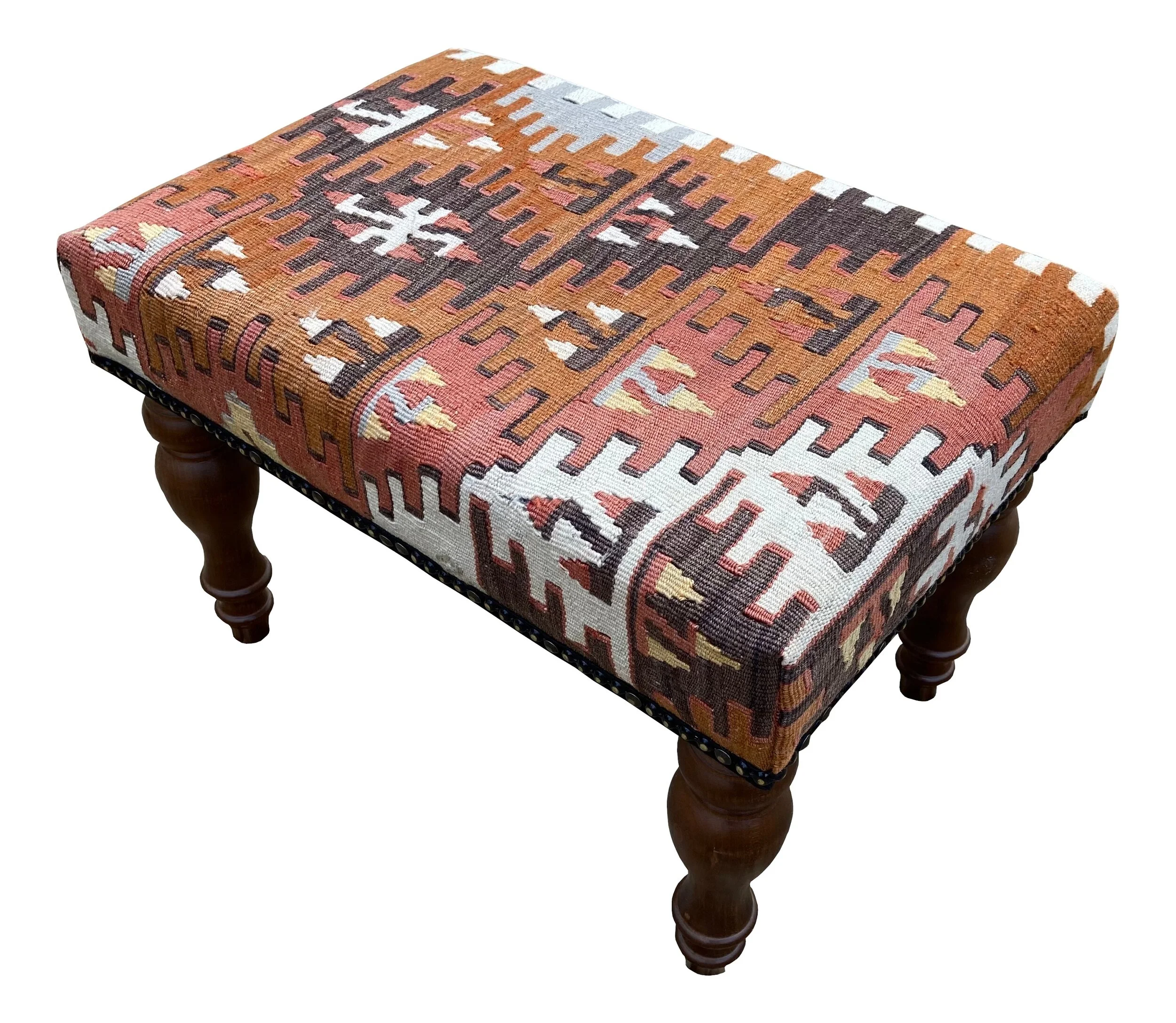 Kilim Covered Stool 0.54m x 0.39m x H0.36m