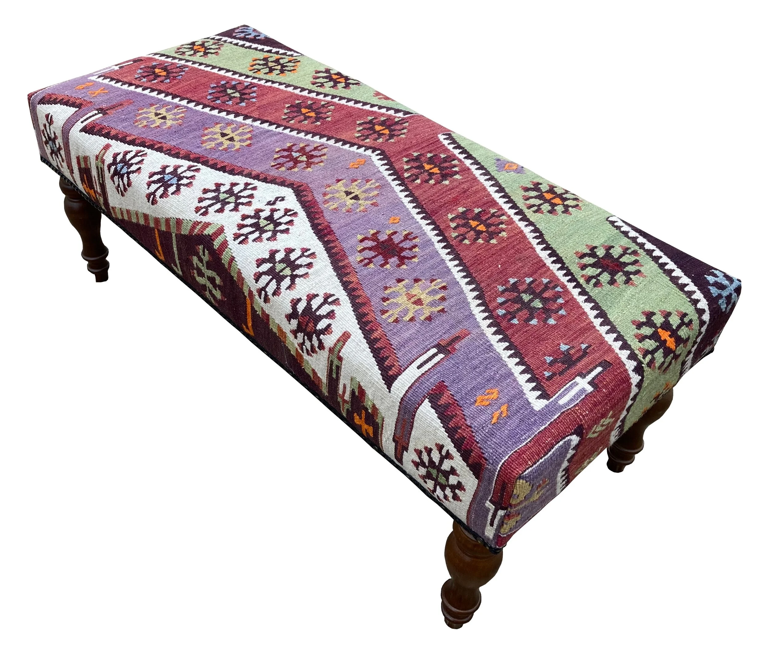 Kilim Covered Bench Stool 1.03m x 0.46m x H0.41m — Rug Addiction